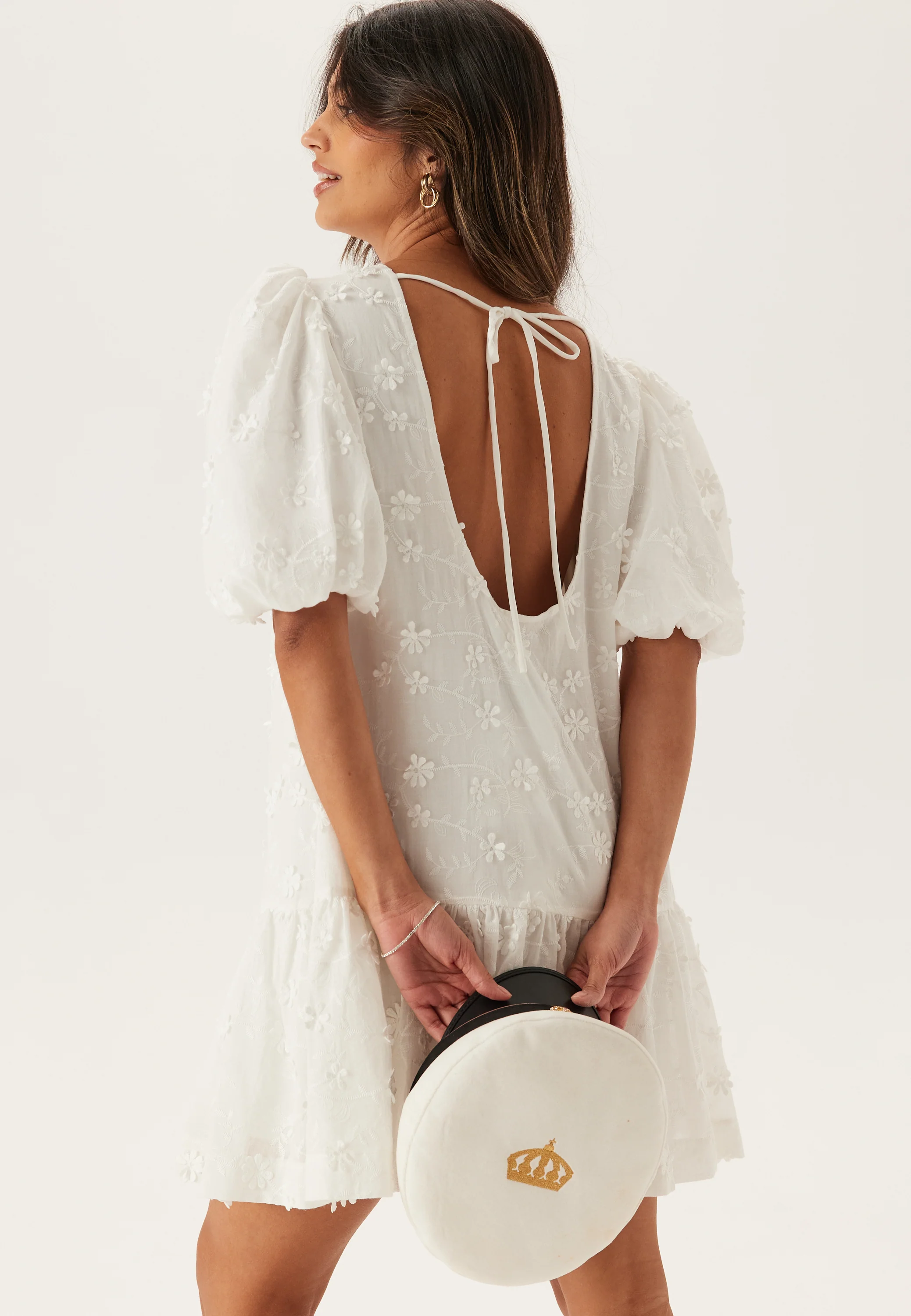 3D Embroidered Puff Sleeve dress - Image 4