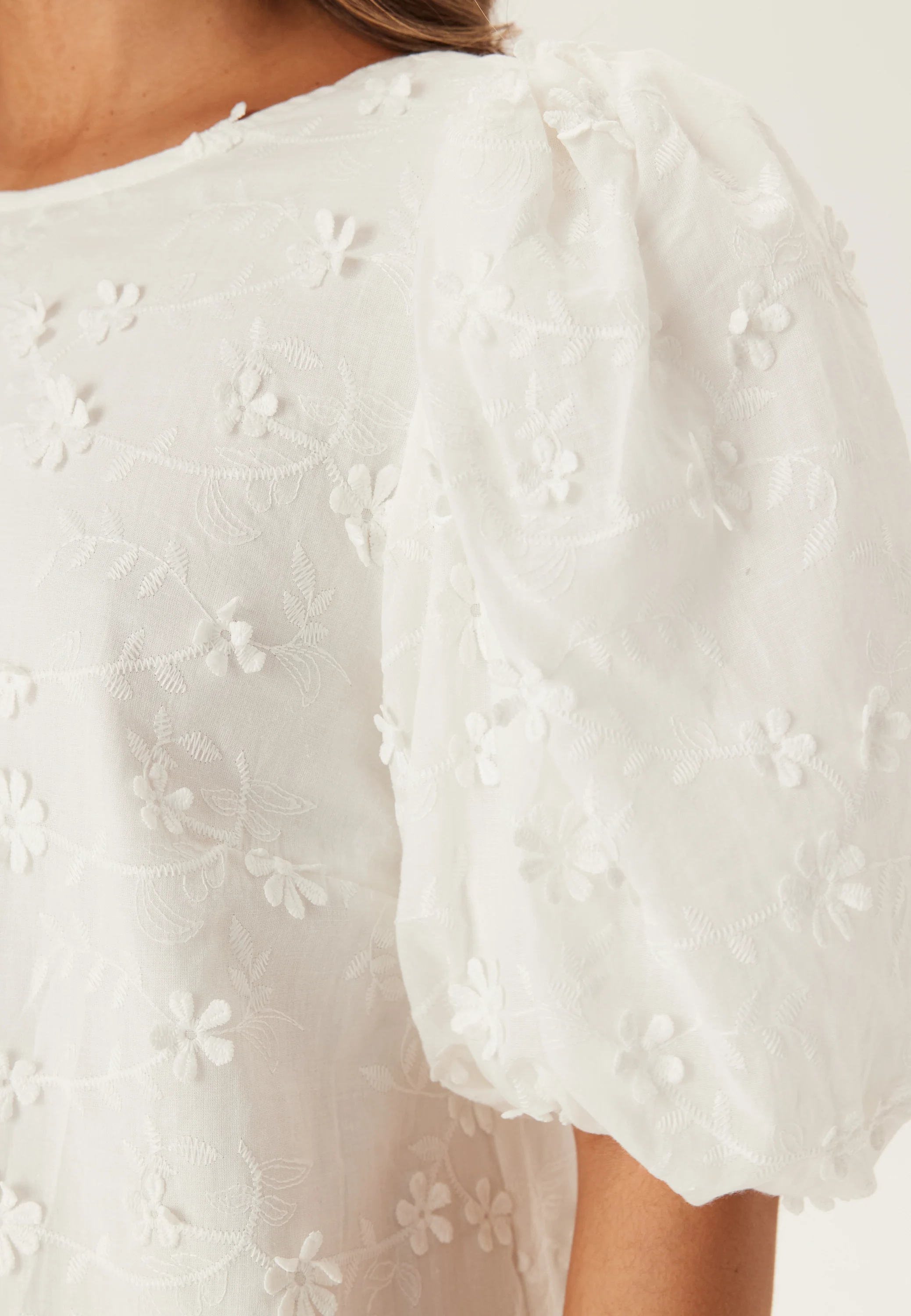 3D Embroidered Puff Sleeve dress - Image 6