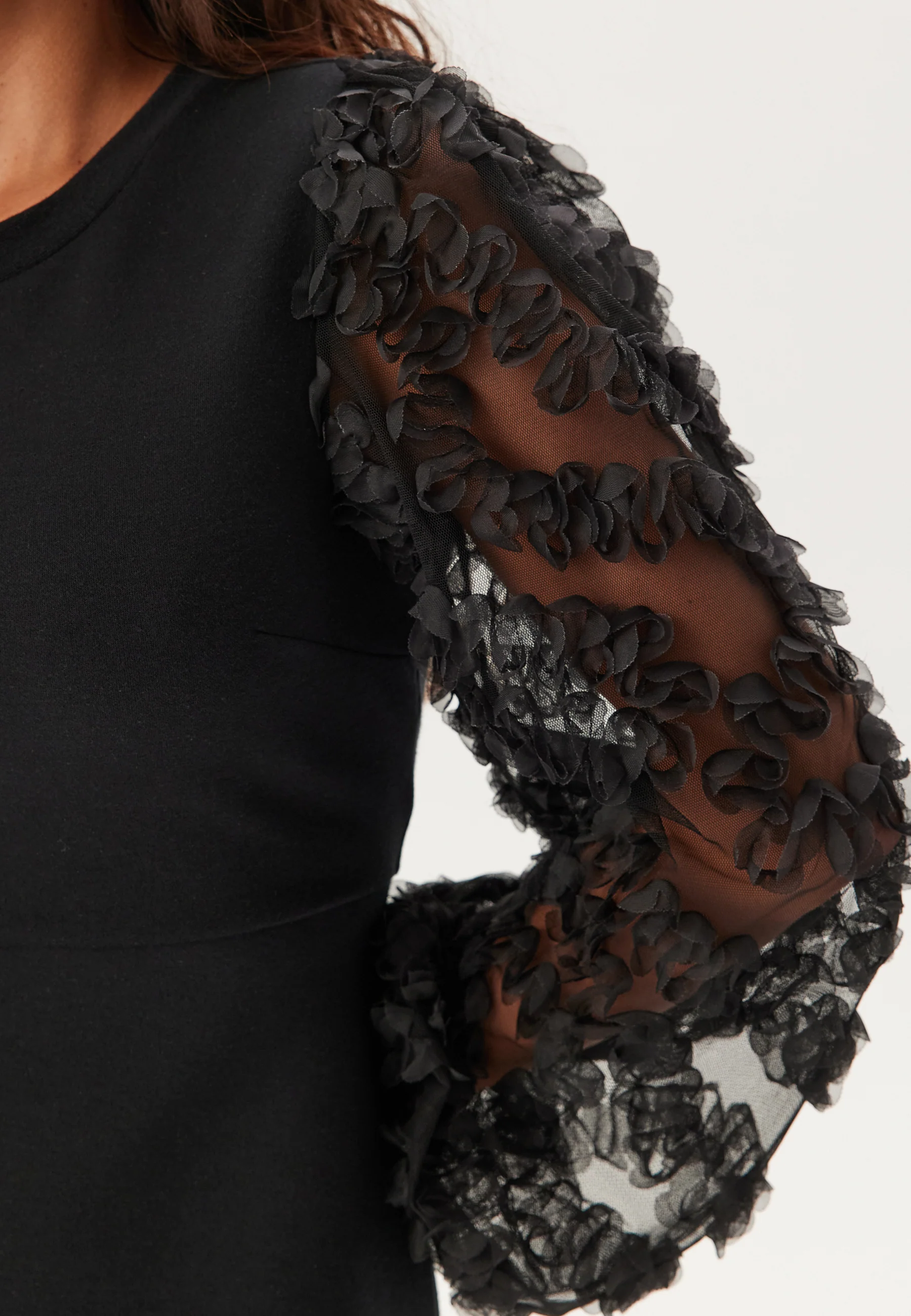 3D Floral Sleeve Short Dress - Image 4