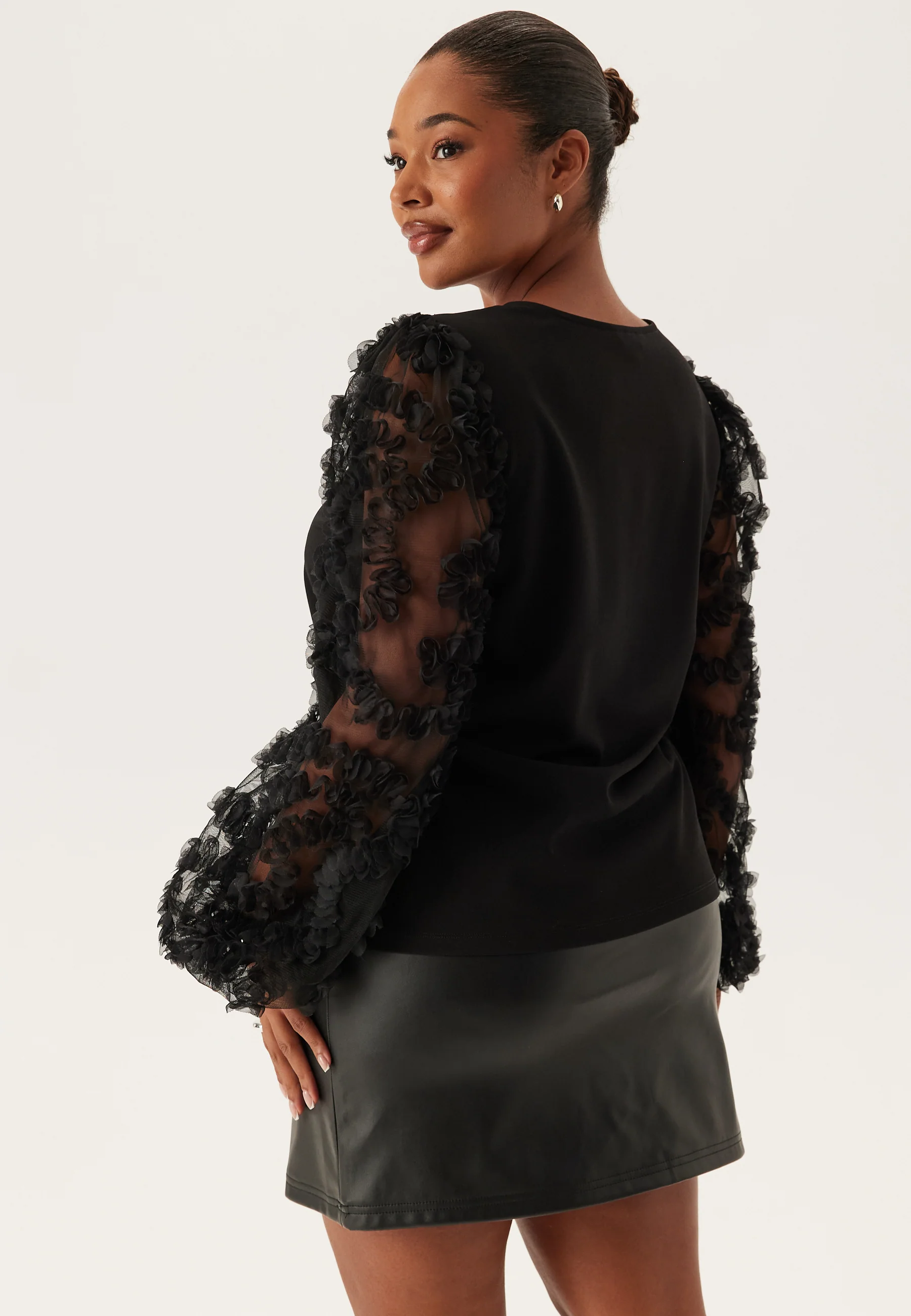 3D Floral Sleeve V-neck Top - Image 7