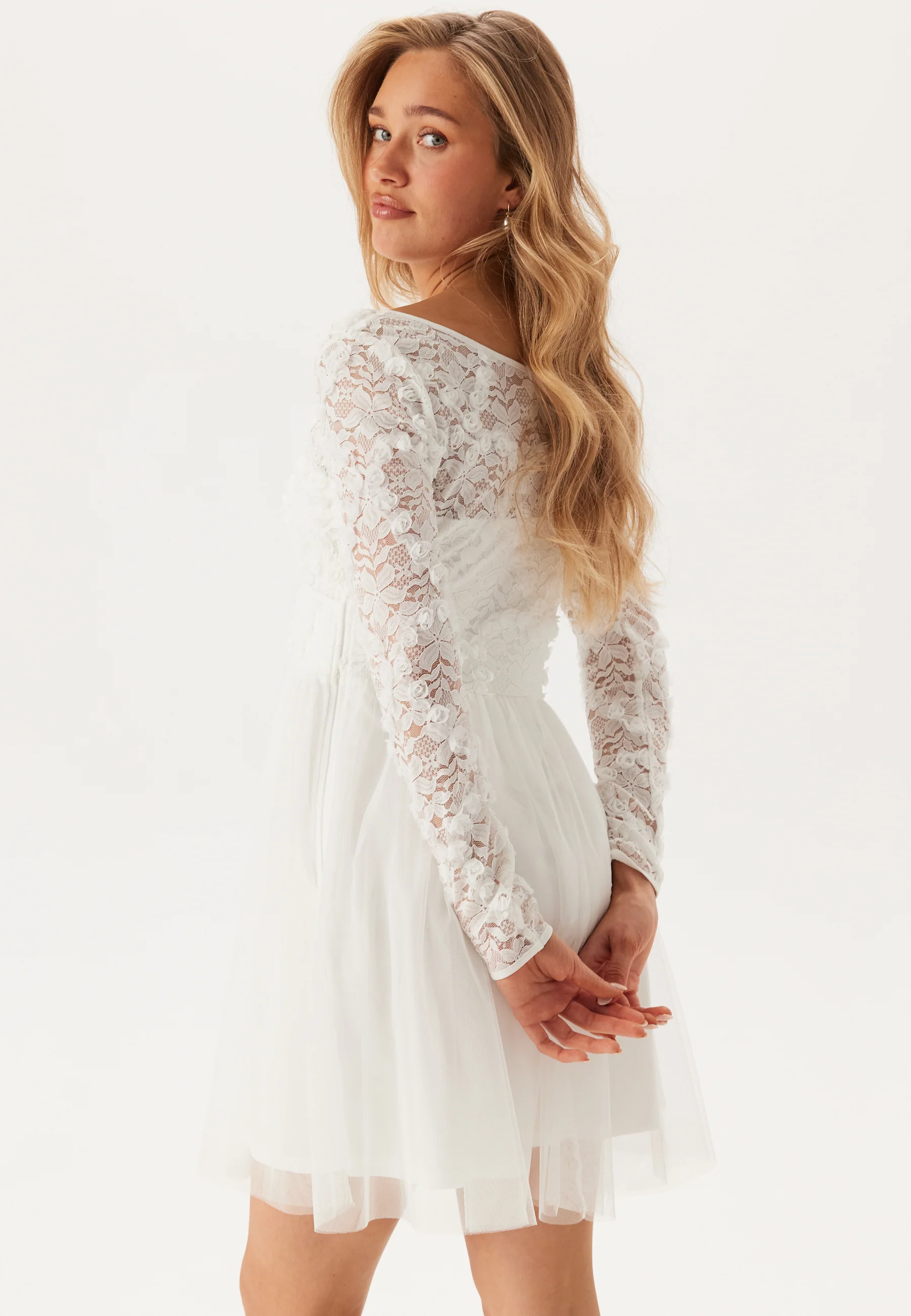3D Flower L/S Lace Dress - Image 2