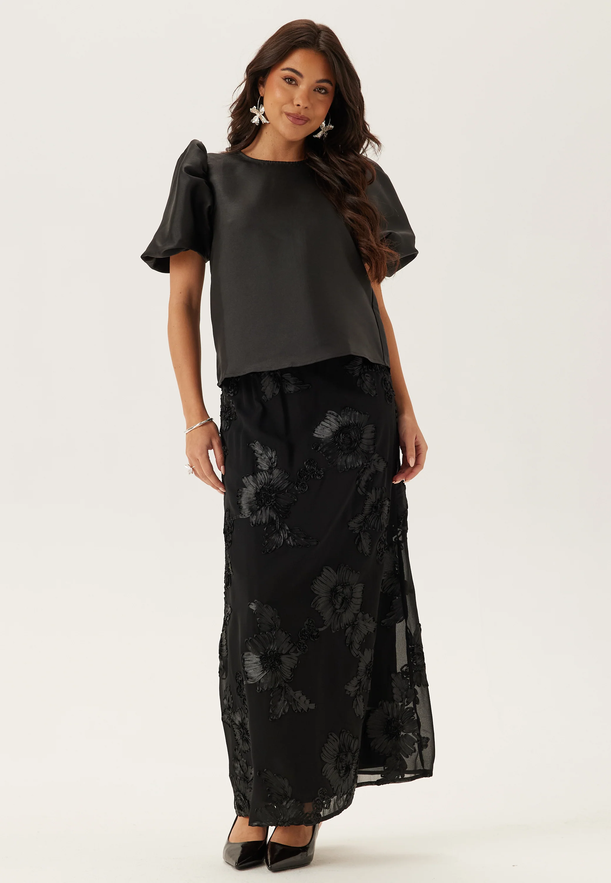 3D Flower Maxi Skirt