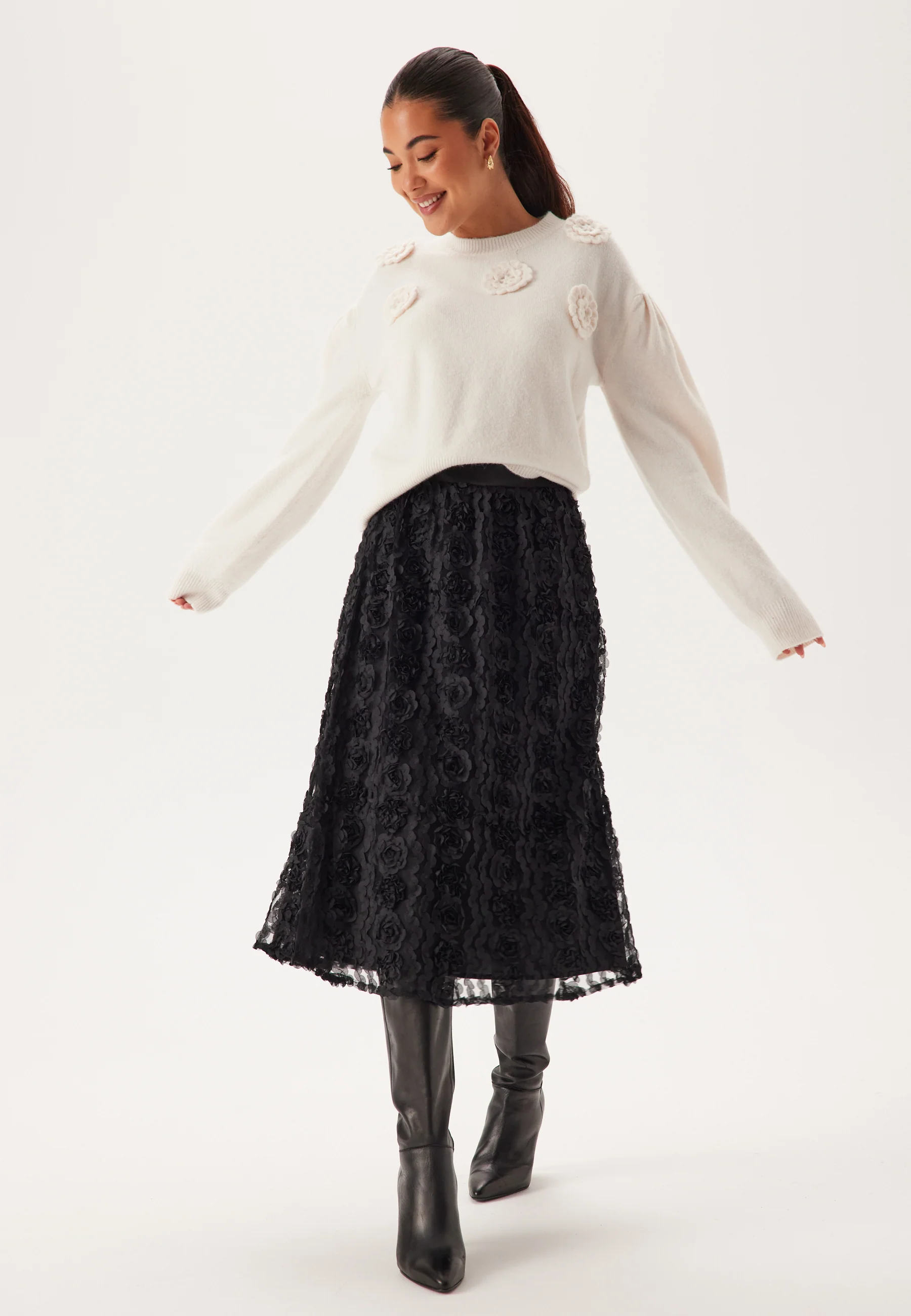 3D Flower Midi Skirt - Image 3