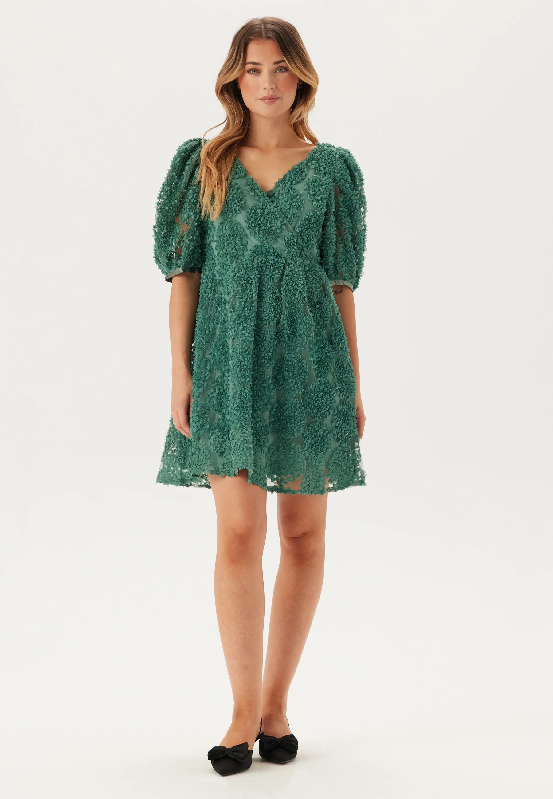 3D Puff Sleeve Dress - Image 3