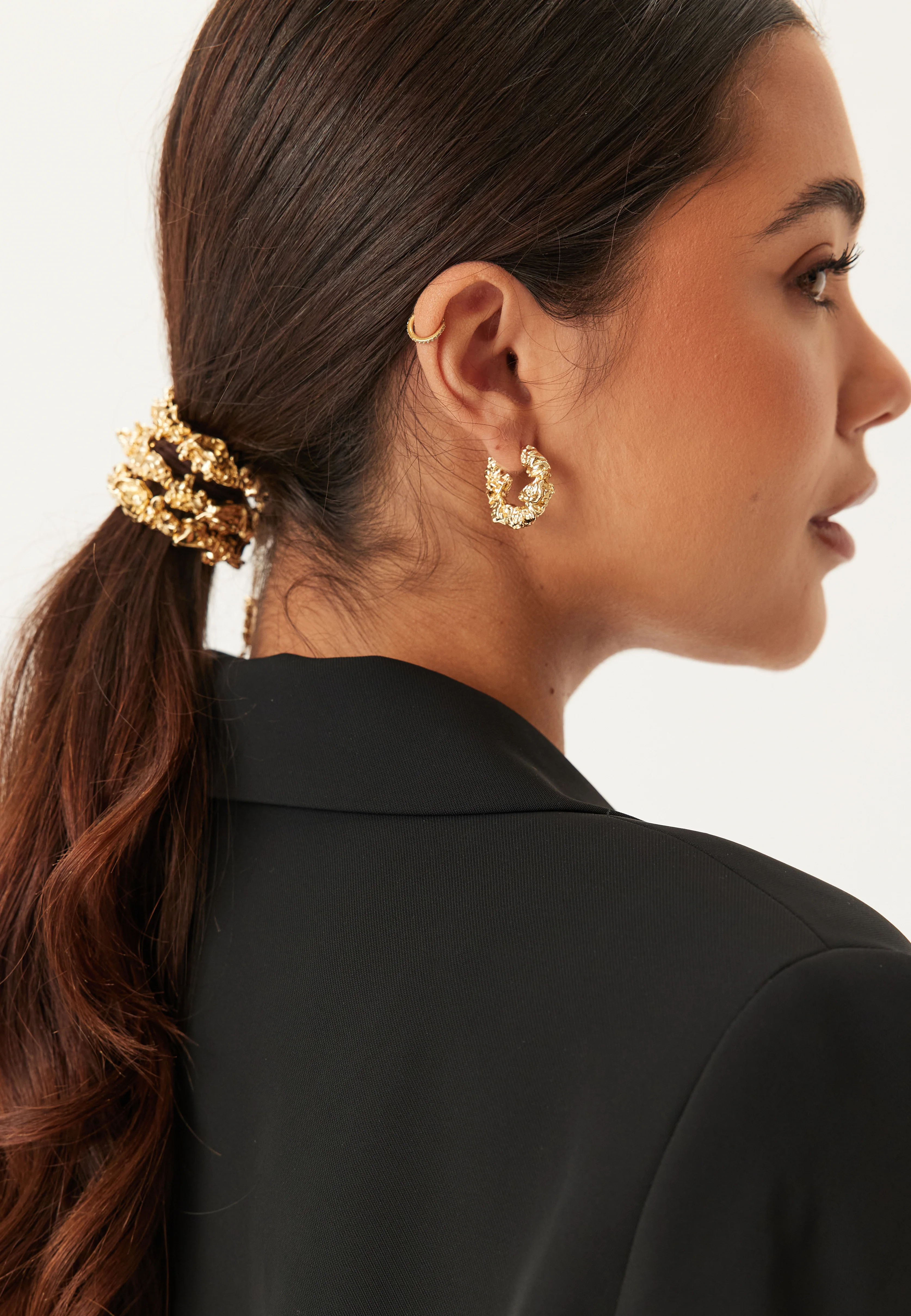 Act Recycled Hoop Earrings Gol - Image 3