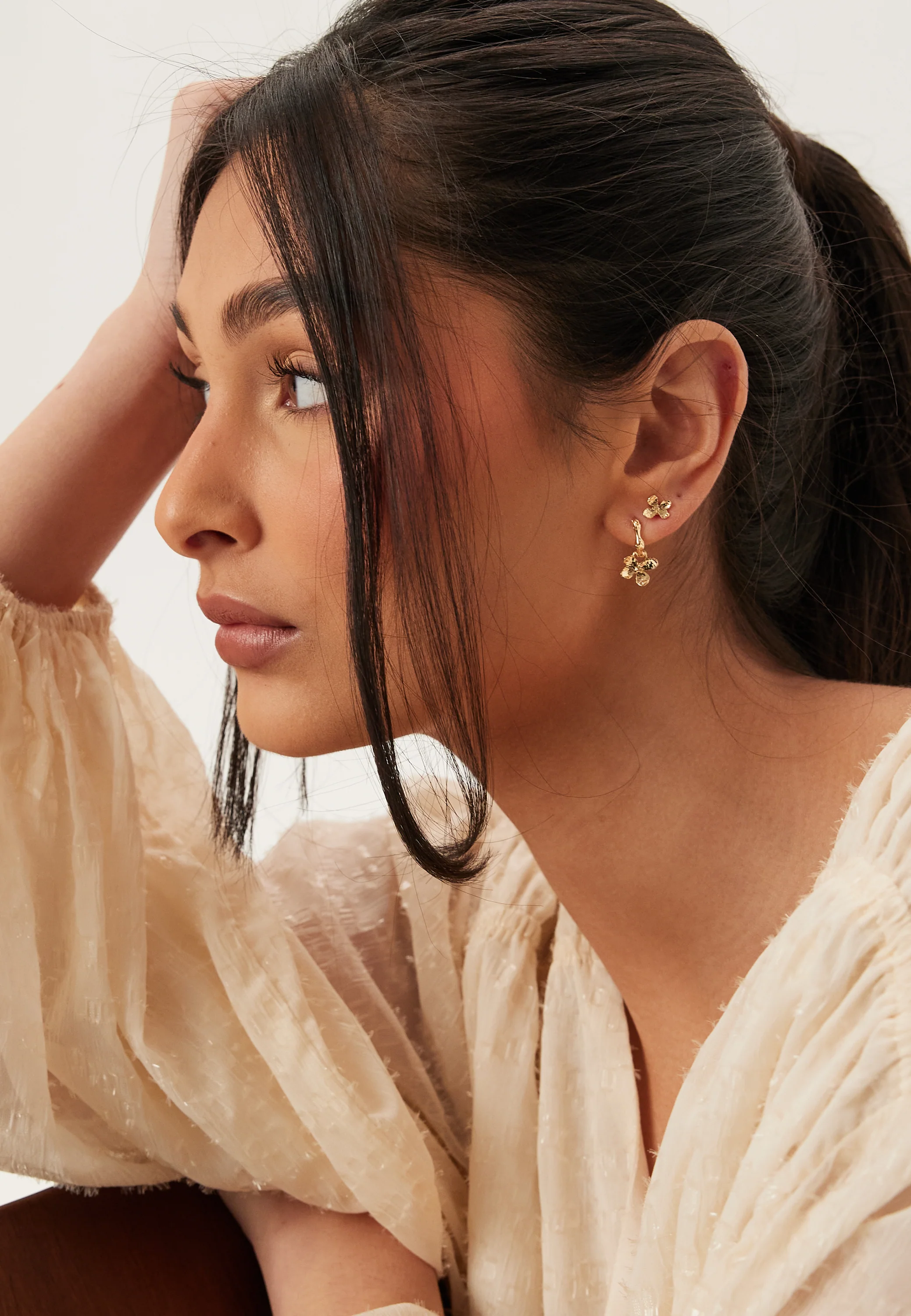 Ajani Earrings 2-in-1 Set, Gol - Image 2