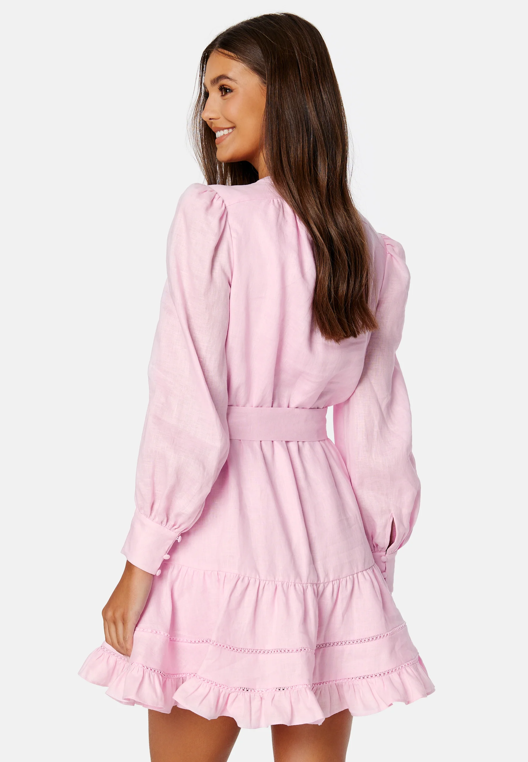 Amelia Button Up Linen Skater Mini - Image 4