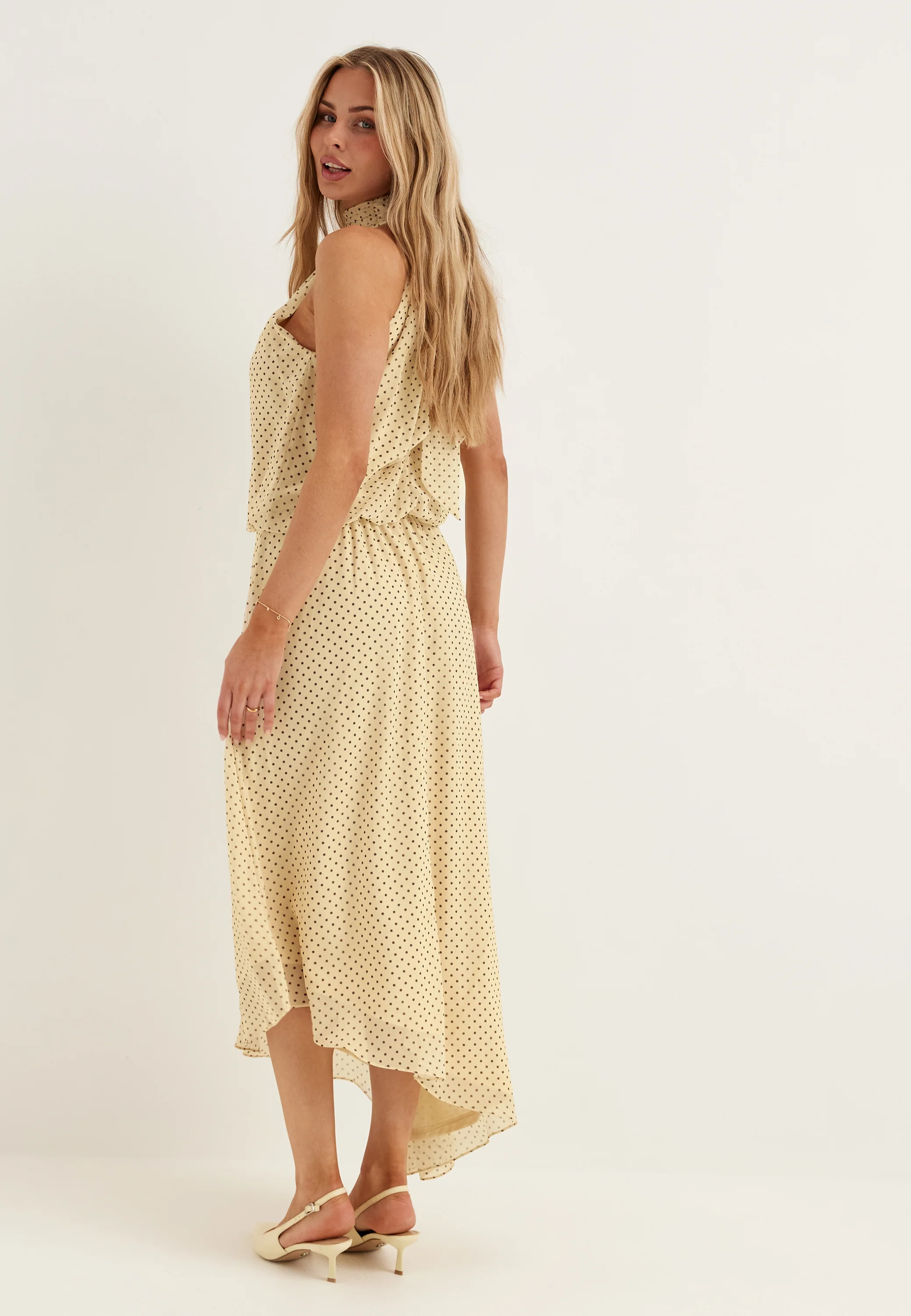 Asymmetric Chiffon Halterneck Dress - Image 3
