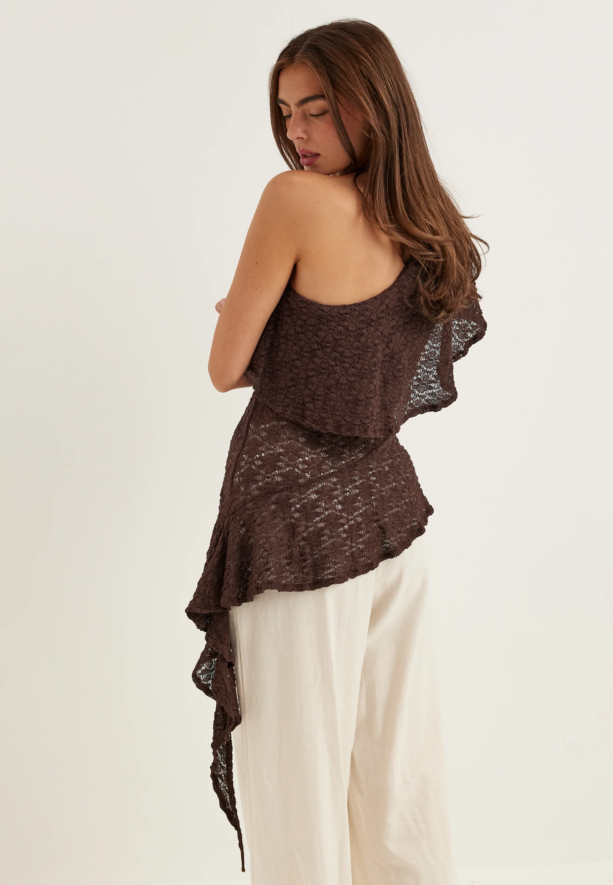 Asymmetric Frill Lace Top - Image 4