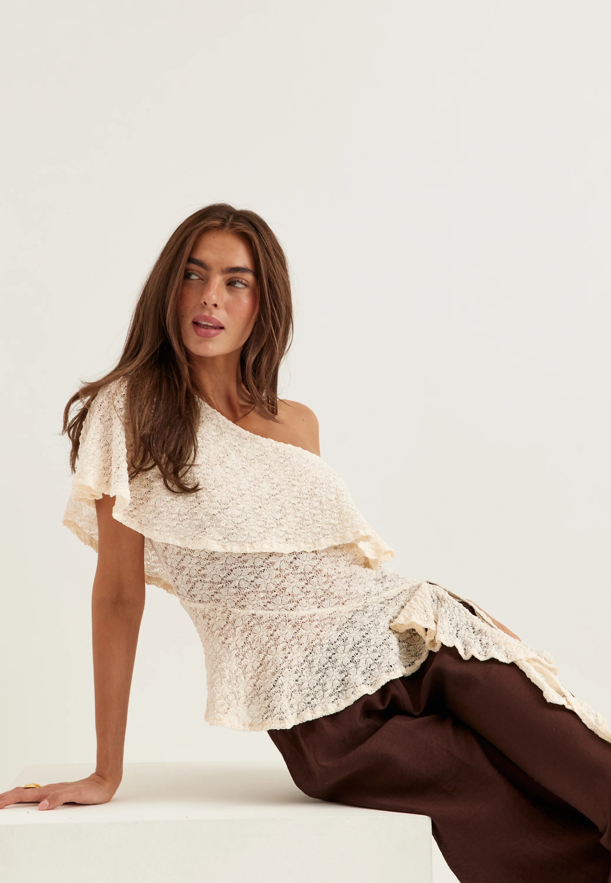 Asymmetric Frill Lace Top - Image 5