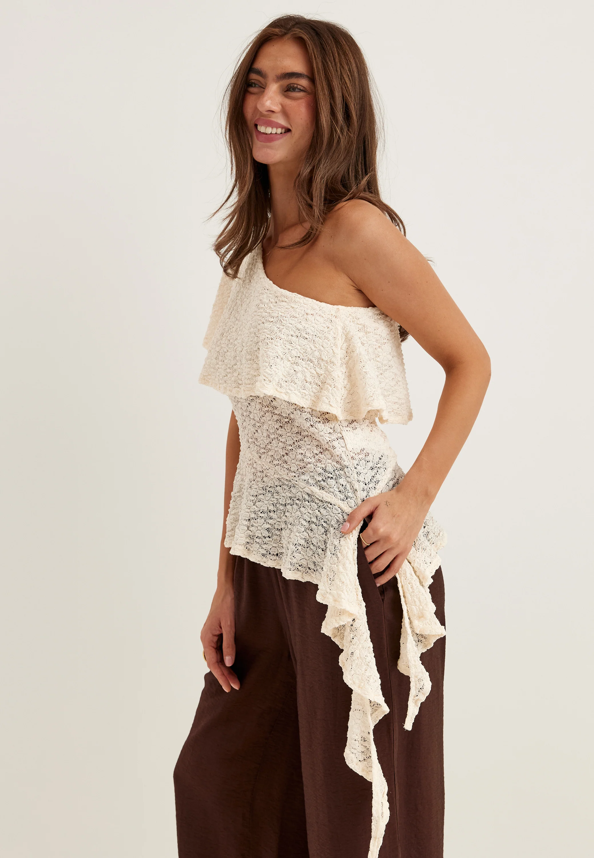 Asymmetric Frill Lace Top - Image 8