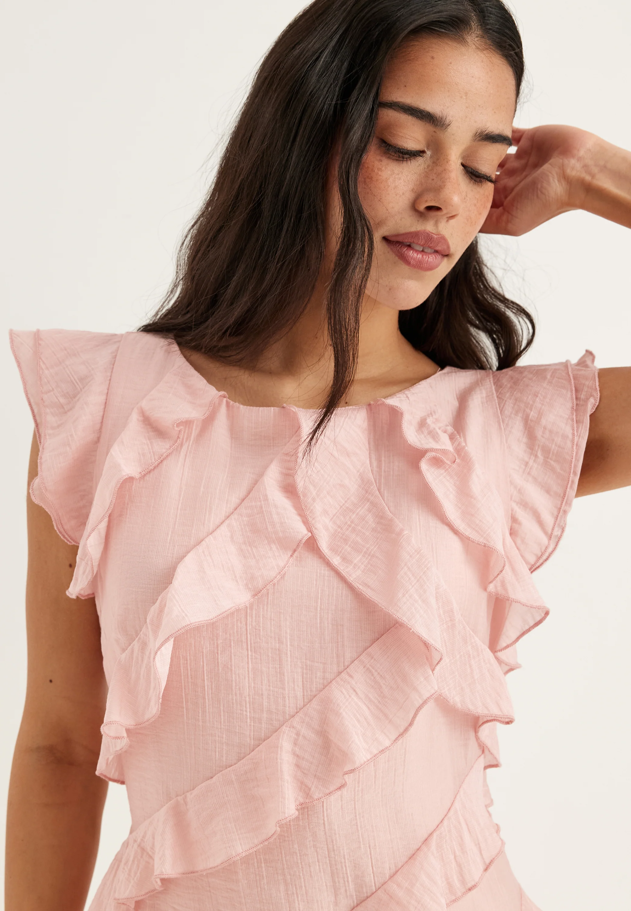 Asymmetric Frill Short Dress - Image 3