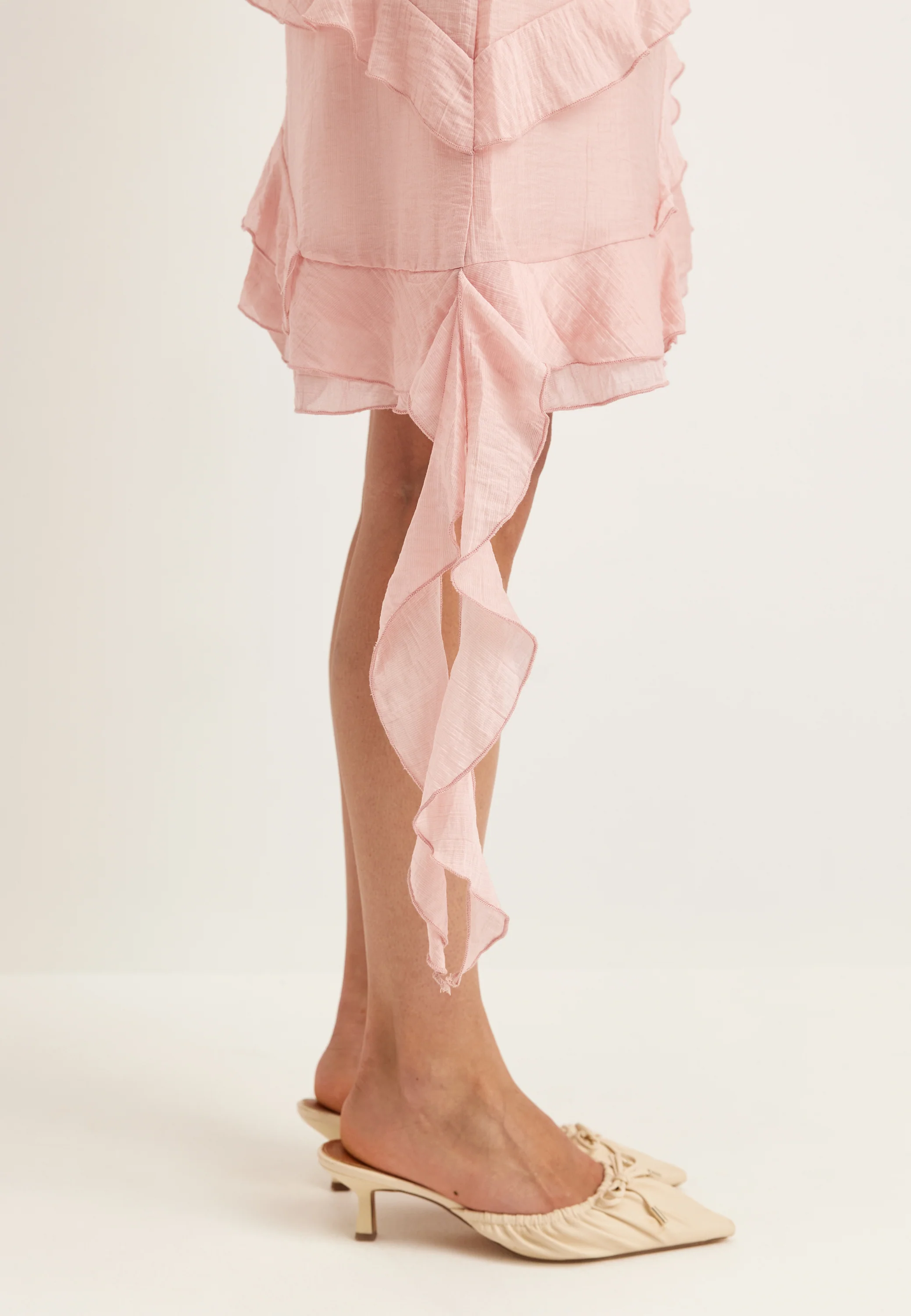 Asymmetric Frill Short Dress - Image 5