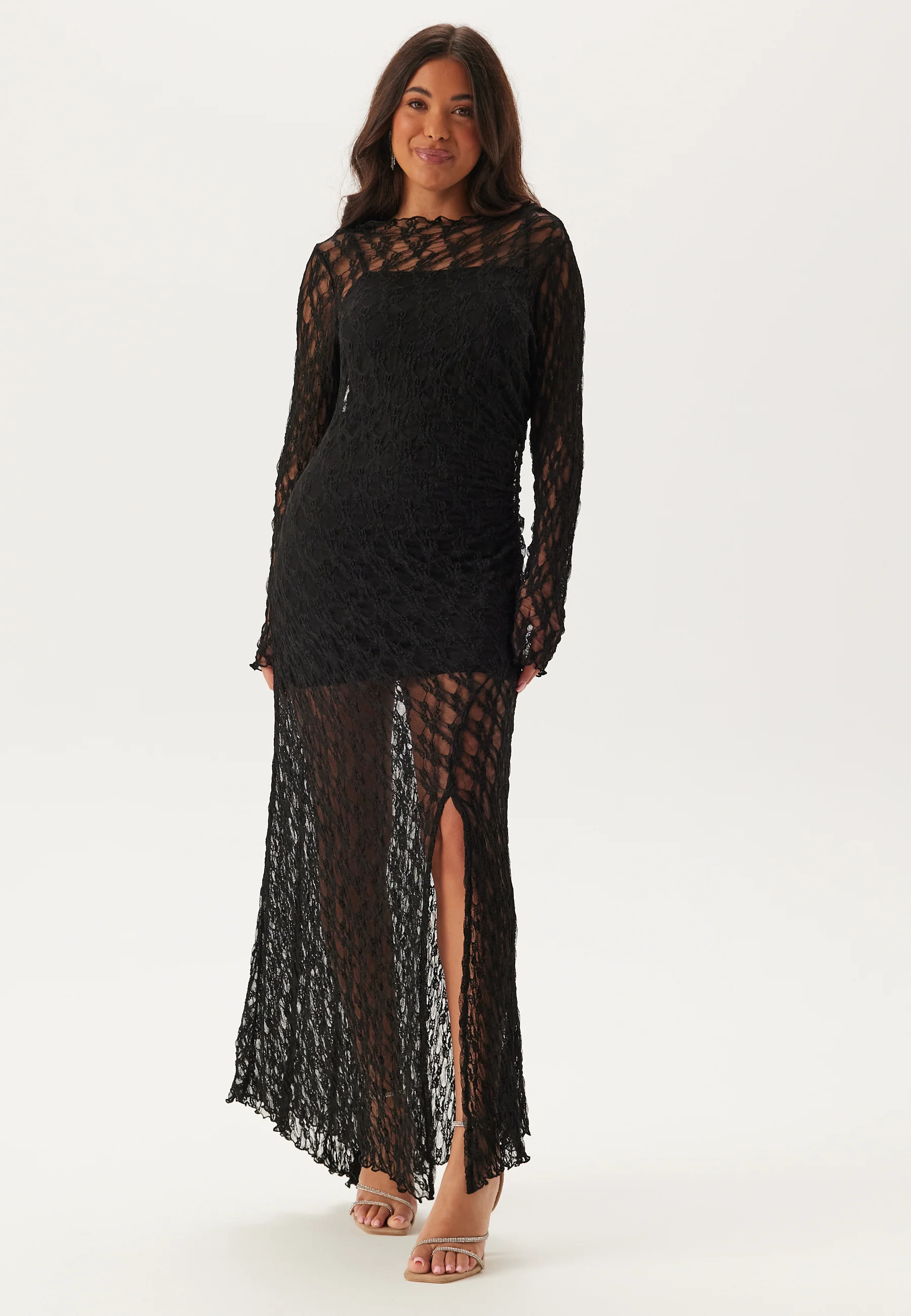 Asymmetric Lace Maxi Dress - Image 3