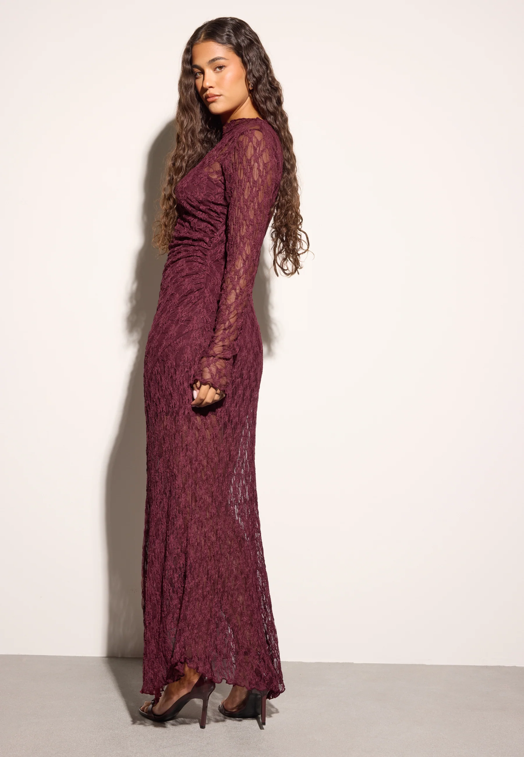 Asymmetric Lace Maxi Dress - Image 3