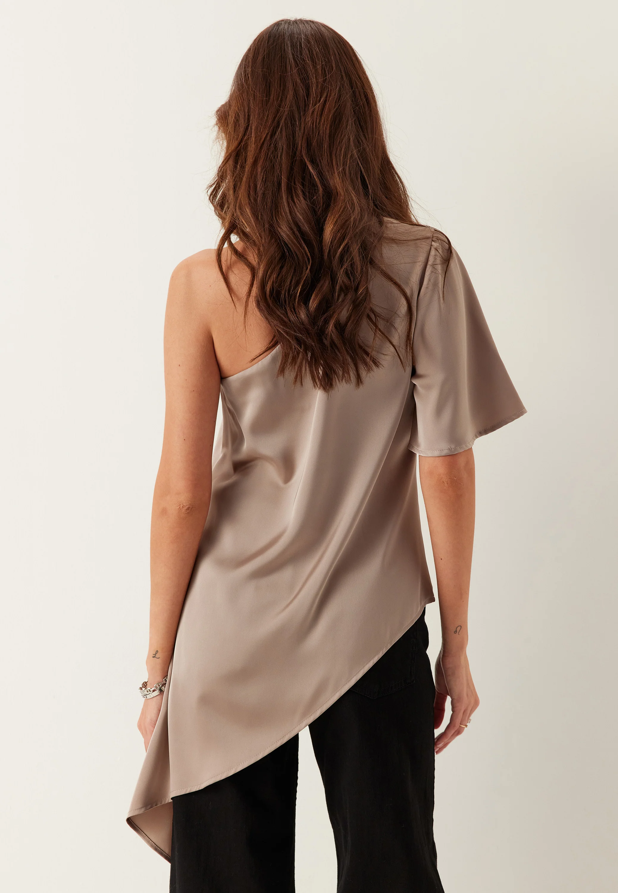 Asymmetric Satin Blouse - Image 4