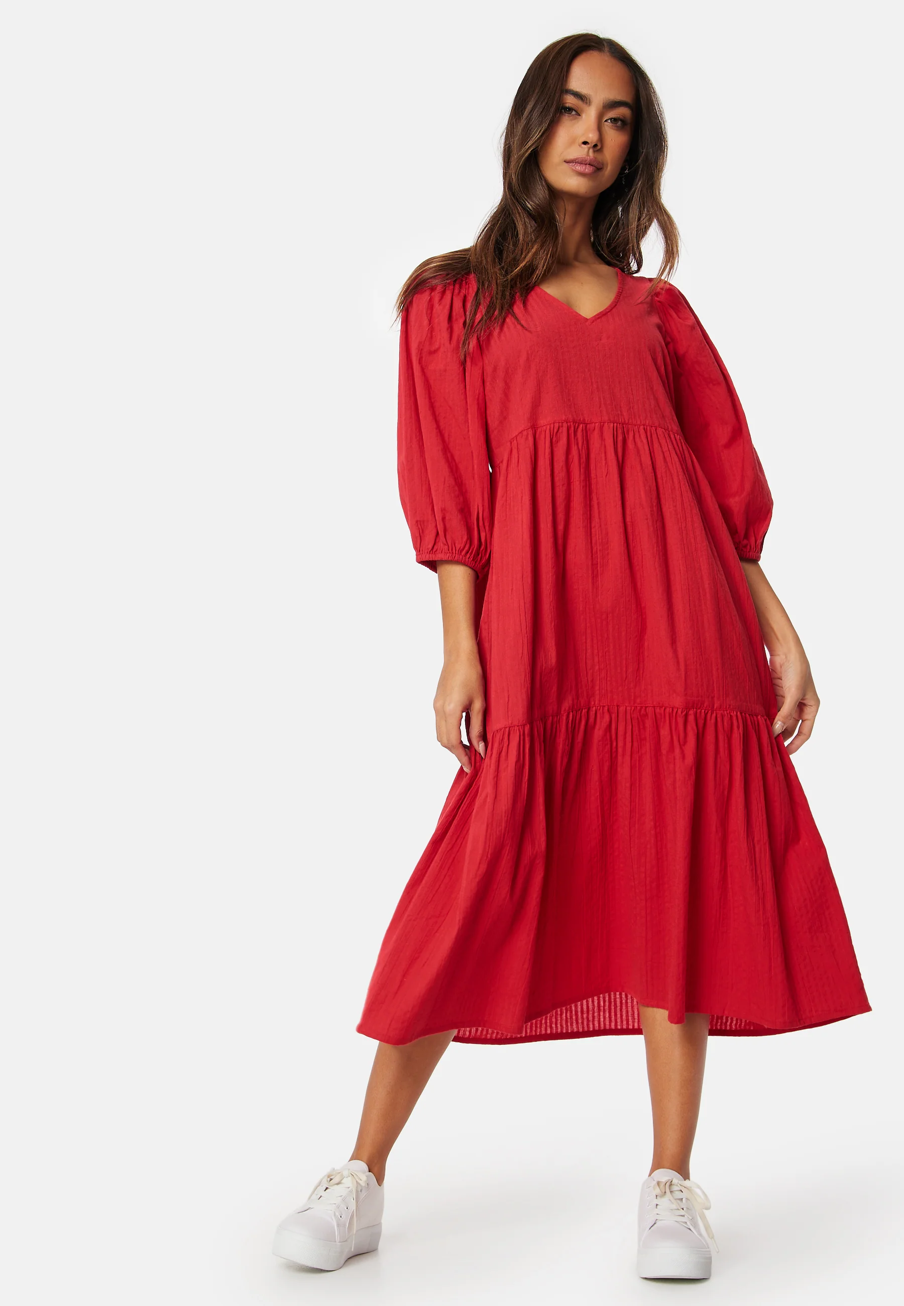 Balloon Sleeve Cotton Dress - Image 2