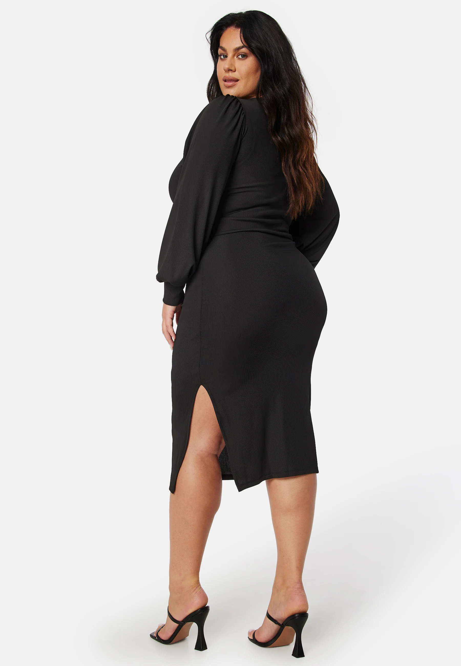 Balloon Sleeve Rib Dress - Image 6