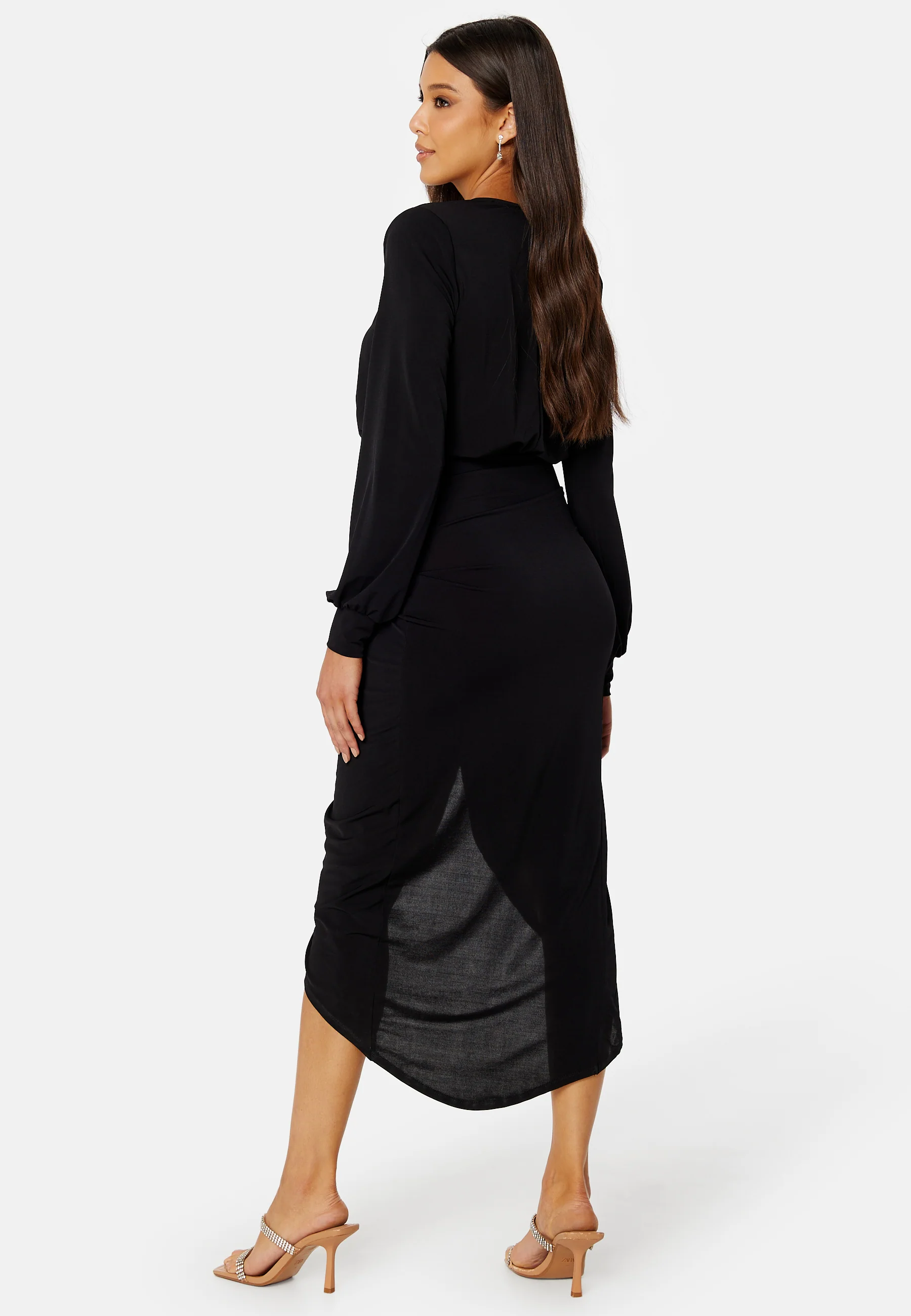 Balloon Sleeve Rouch Dress - Image 2