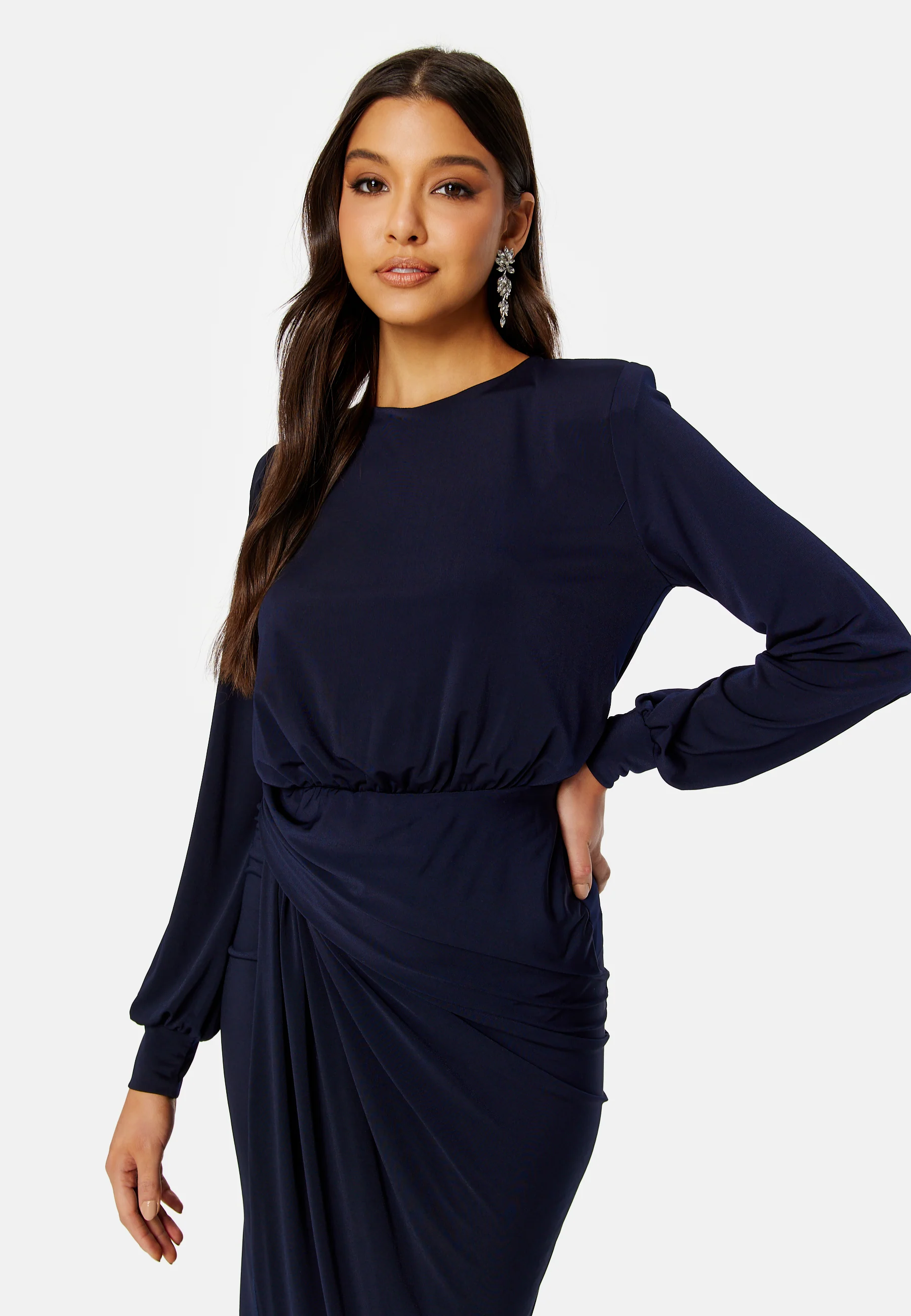 Balloon Sleeve Rouch Dress - Image 3