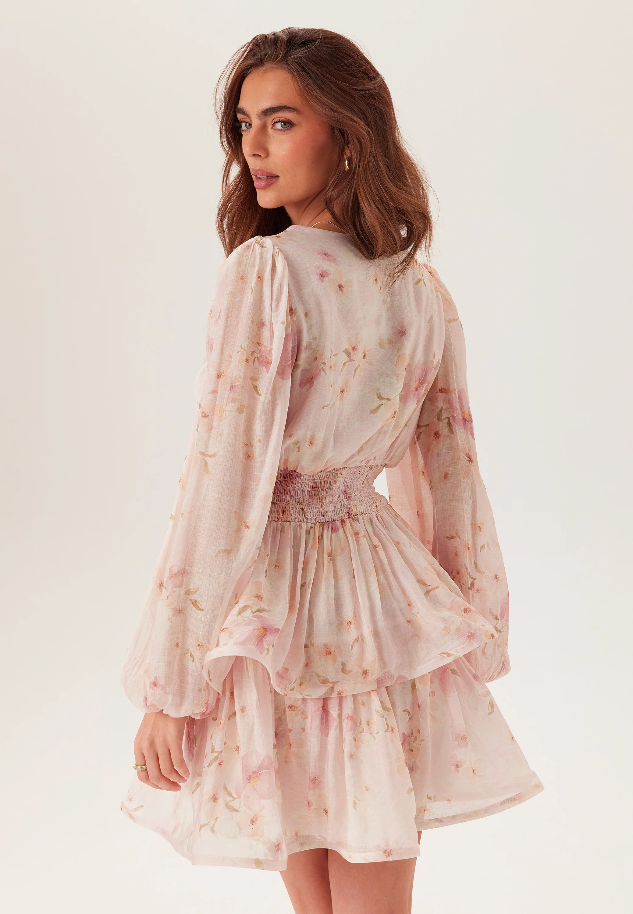 Balloon Sleeve Short Flounce Dress - Image 5