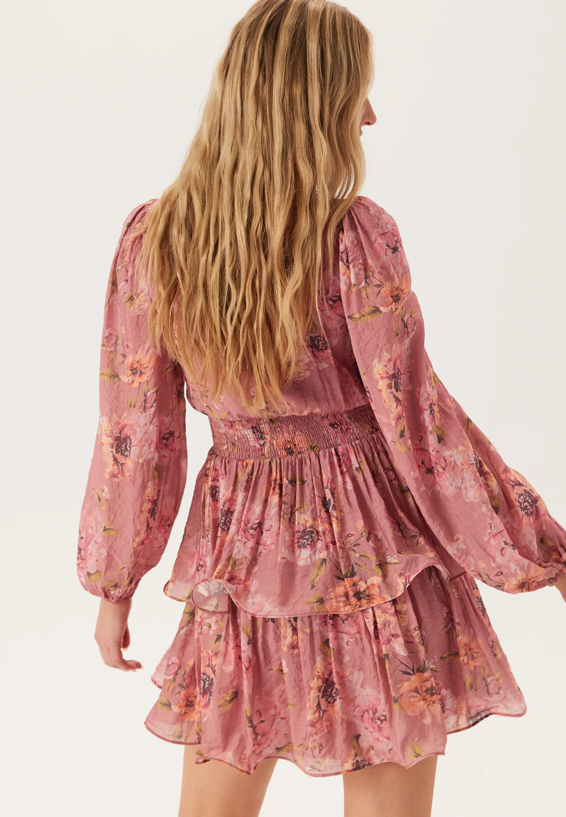 Balloon Sleeve Short Flounce Dress - Image 4