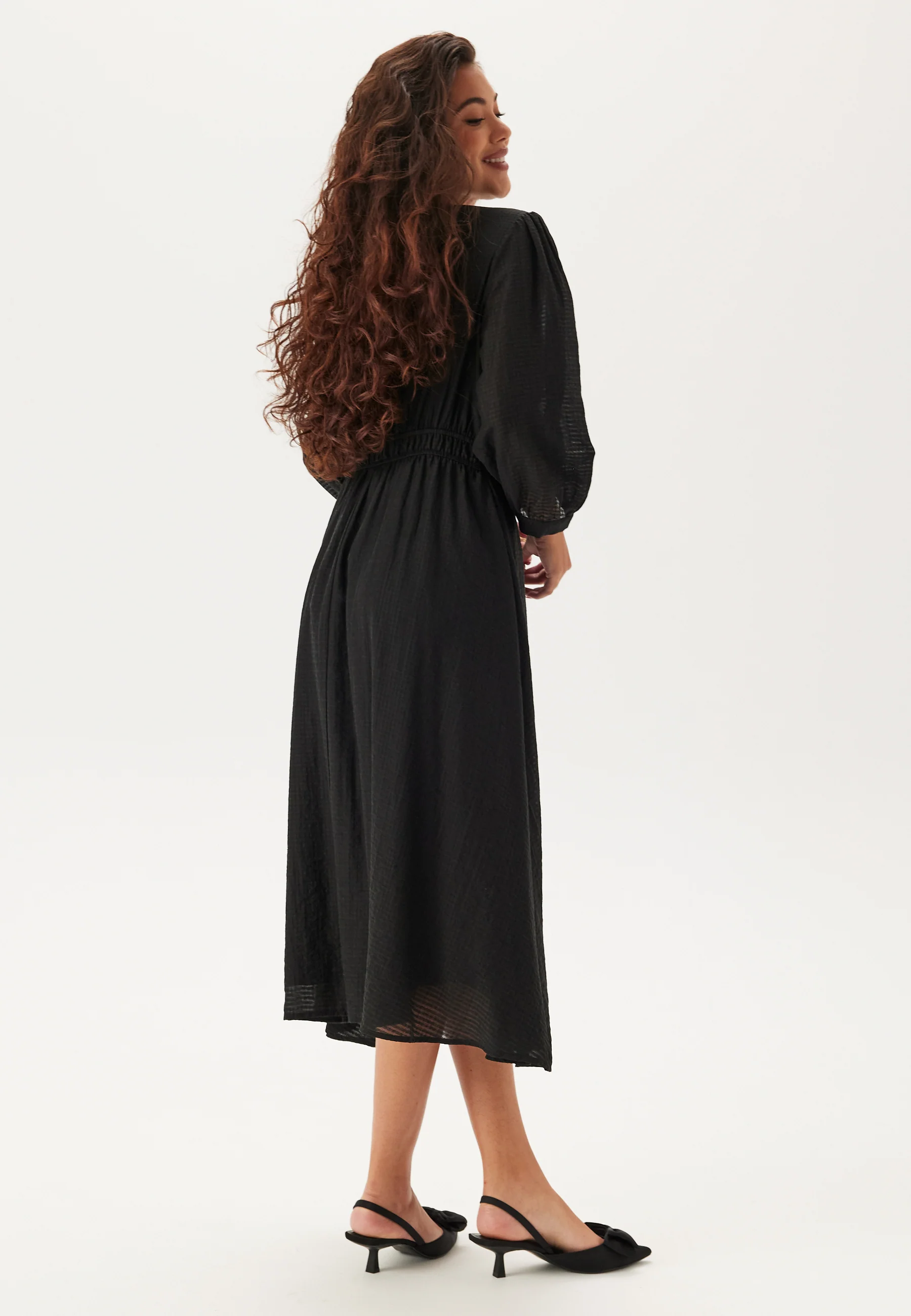 Balloon Sleeve Structured Midi Dress - Image 4
