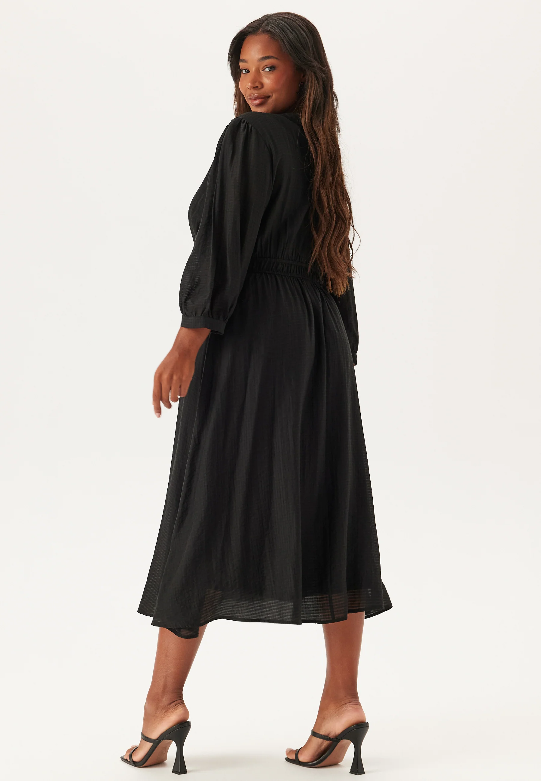 Balloon Sleeve Structured Midi Dress - Image 7