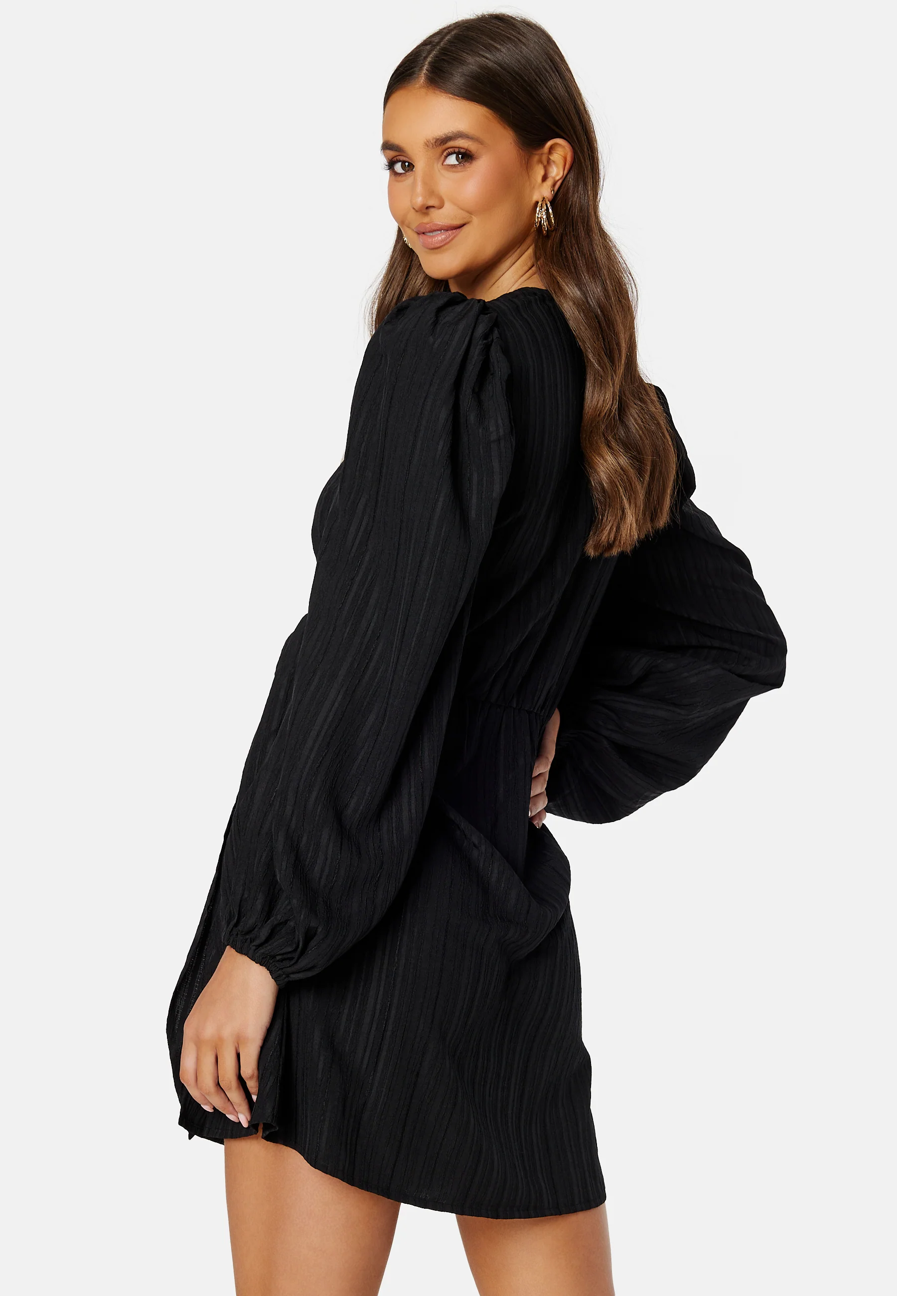 Balloon Sleeve Structured Wrap Dress - Image 4