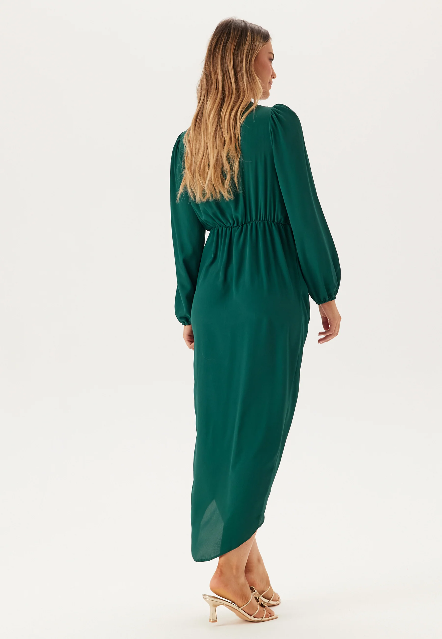 Balloon Sleeve Wrap Front Maxi Dress - Image 2