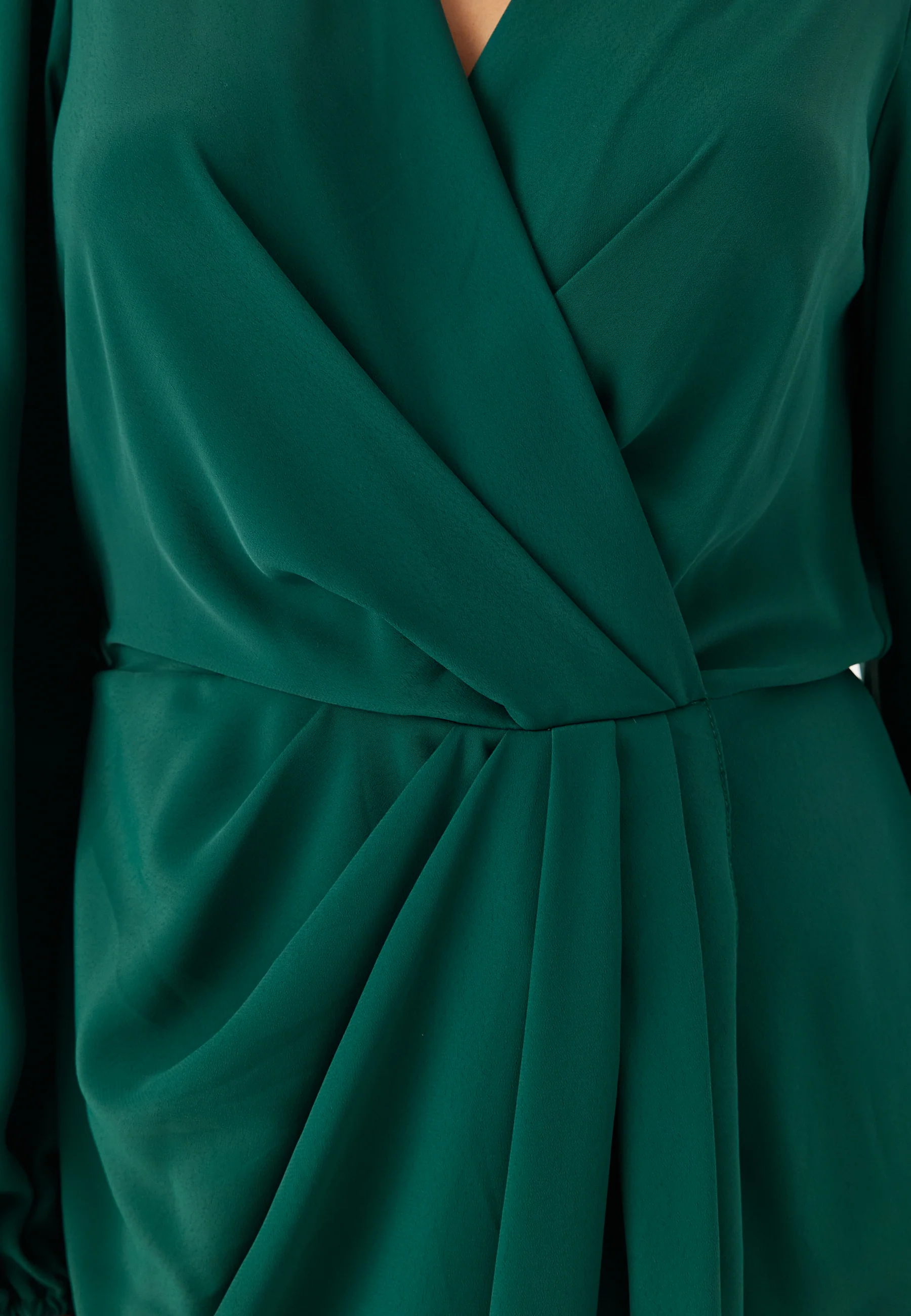 Balloon Sleeve Wrap Front Maxi Dress - Image 3