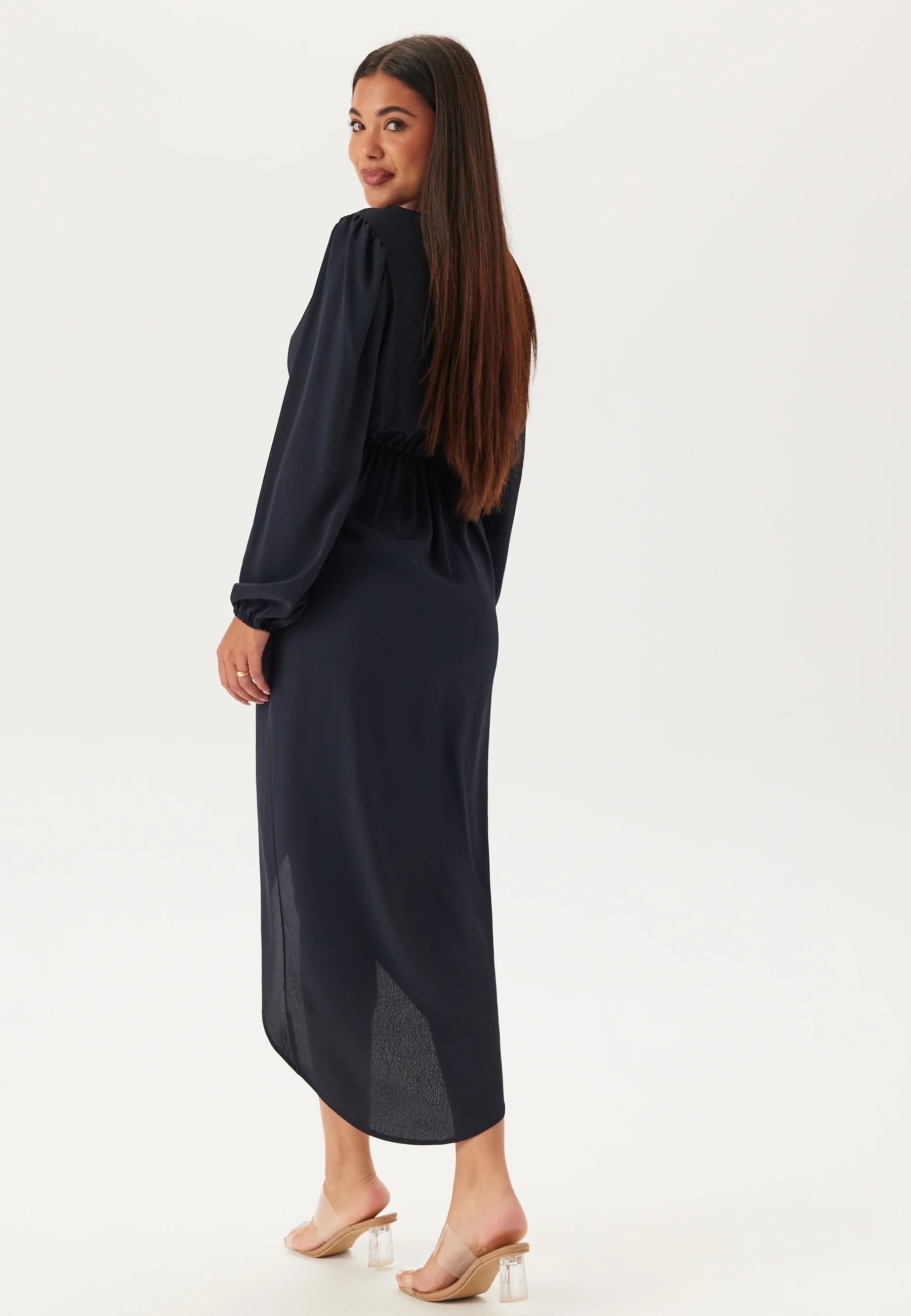 Balloon Sleeve Wrap Front Maxi Dress - Image 2