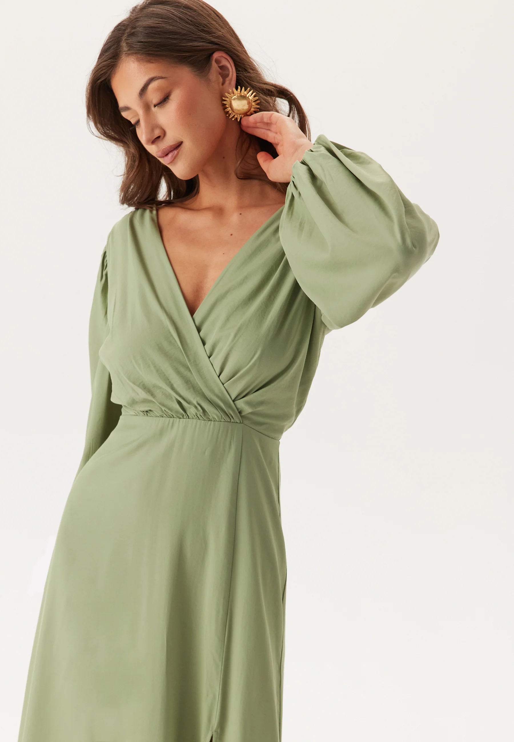 Balloon Sleeve Wrap Gown - Image 3