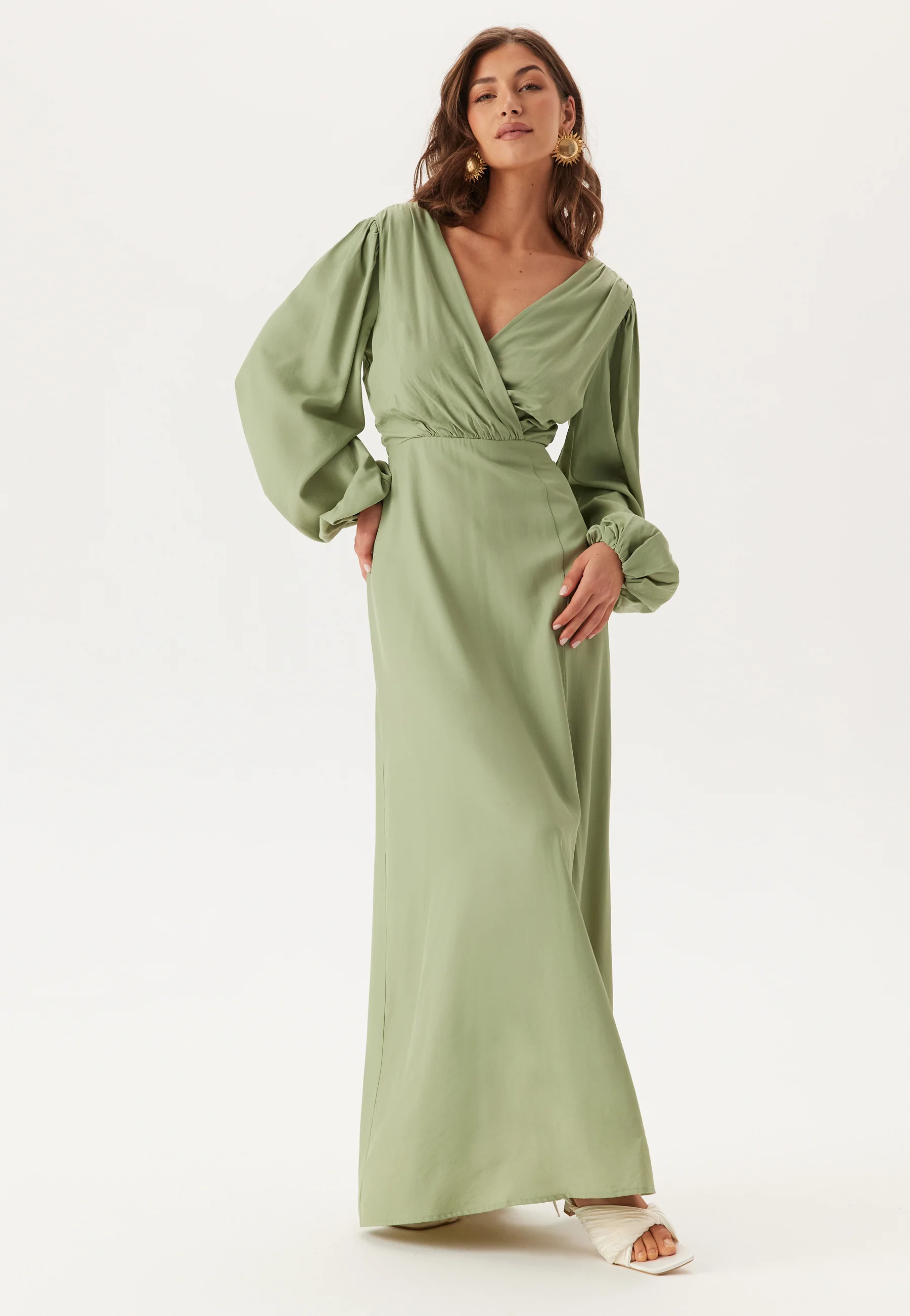 Balloon Sleeve Wrap Gown - Image 4