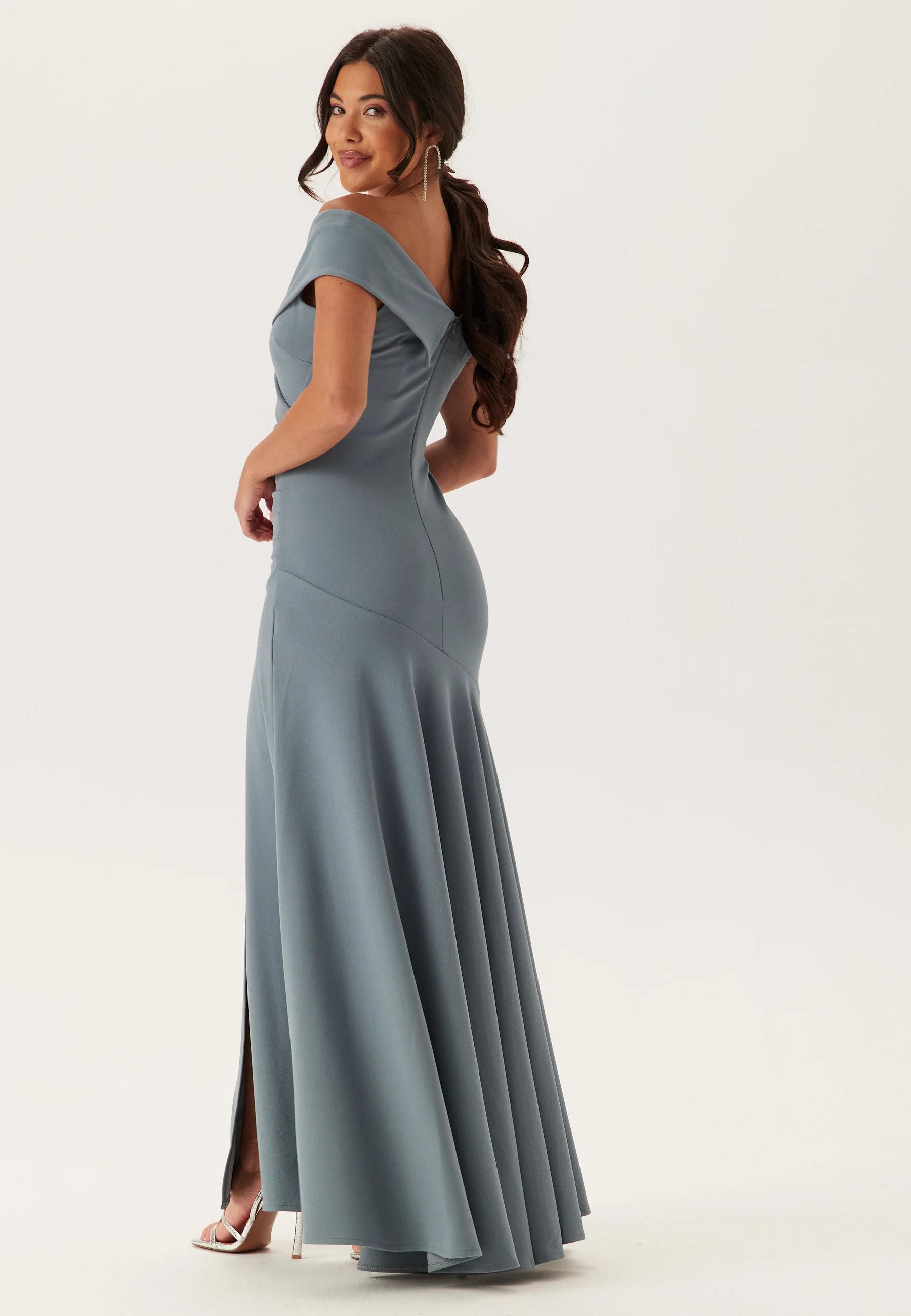 Bardot Pleat Maxi Split Dress - Image 2