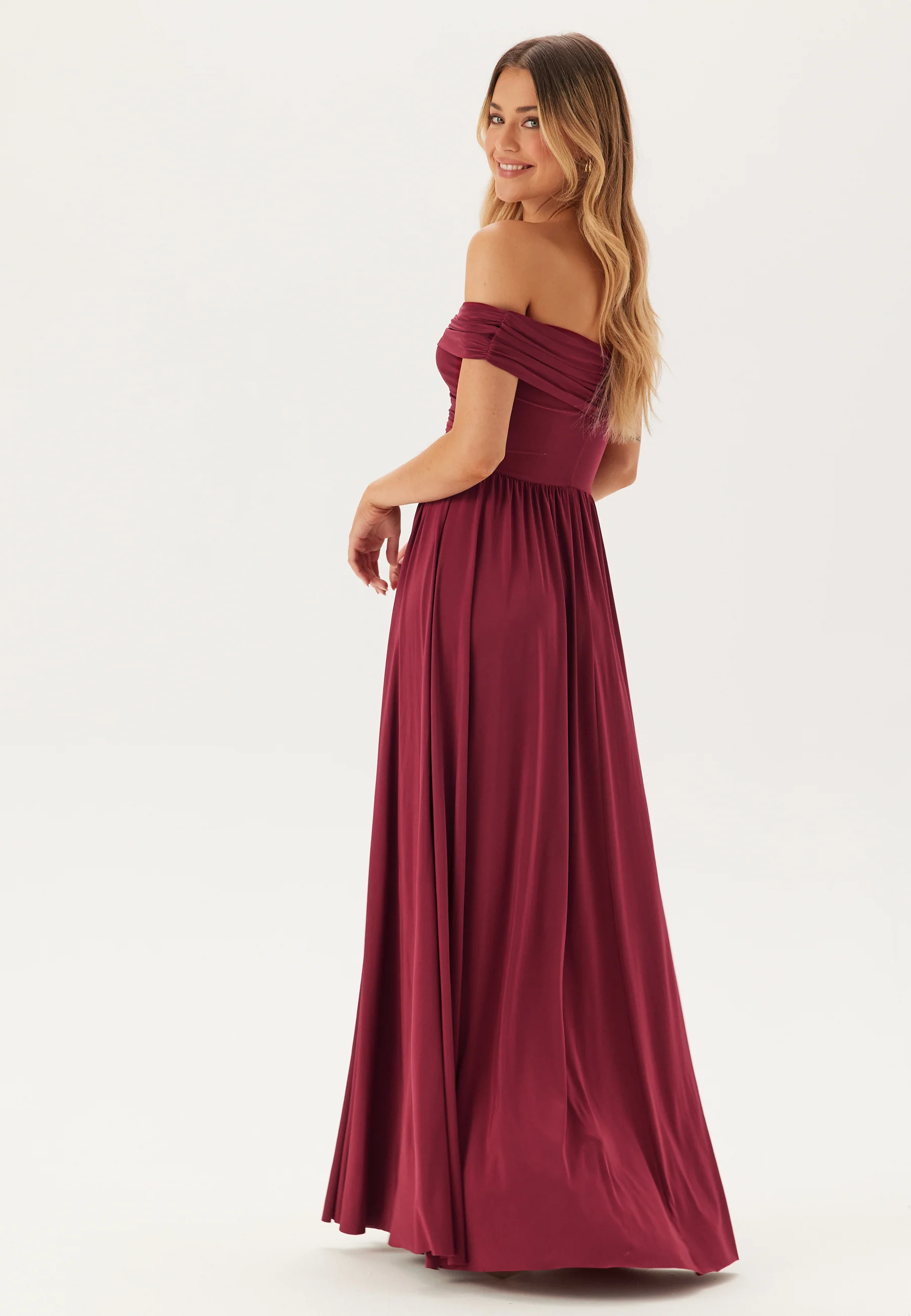 Bardot Rouched Maxi Split Dress - Image 2