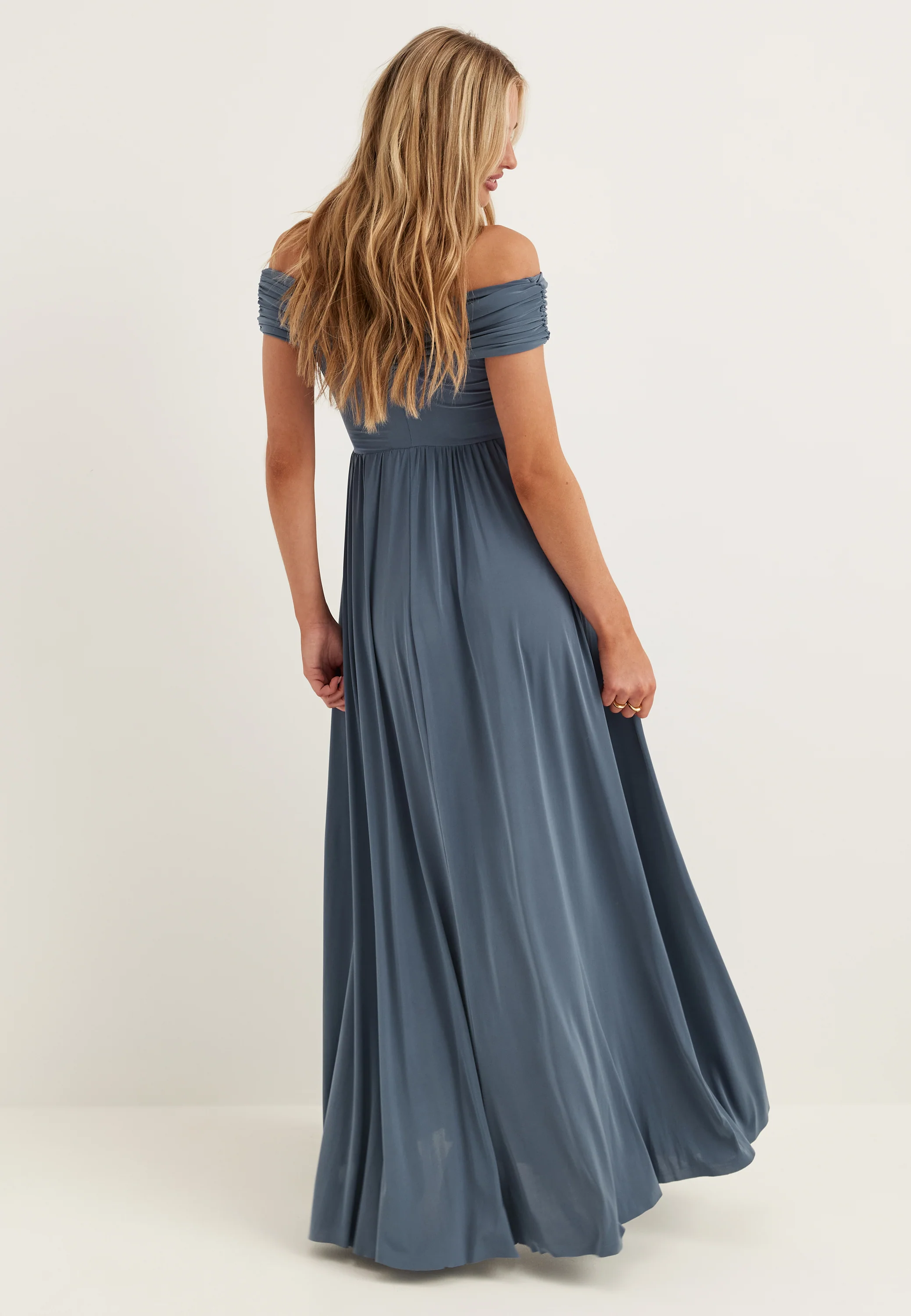 Bardot Rouched Maxi Split Dress - Image 2