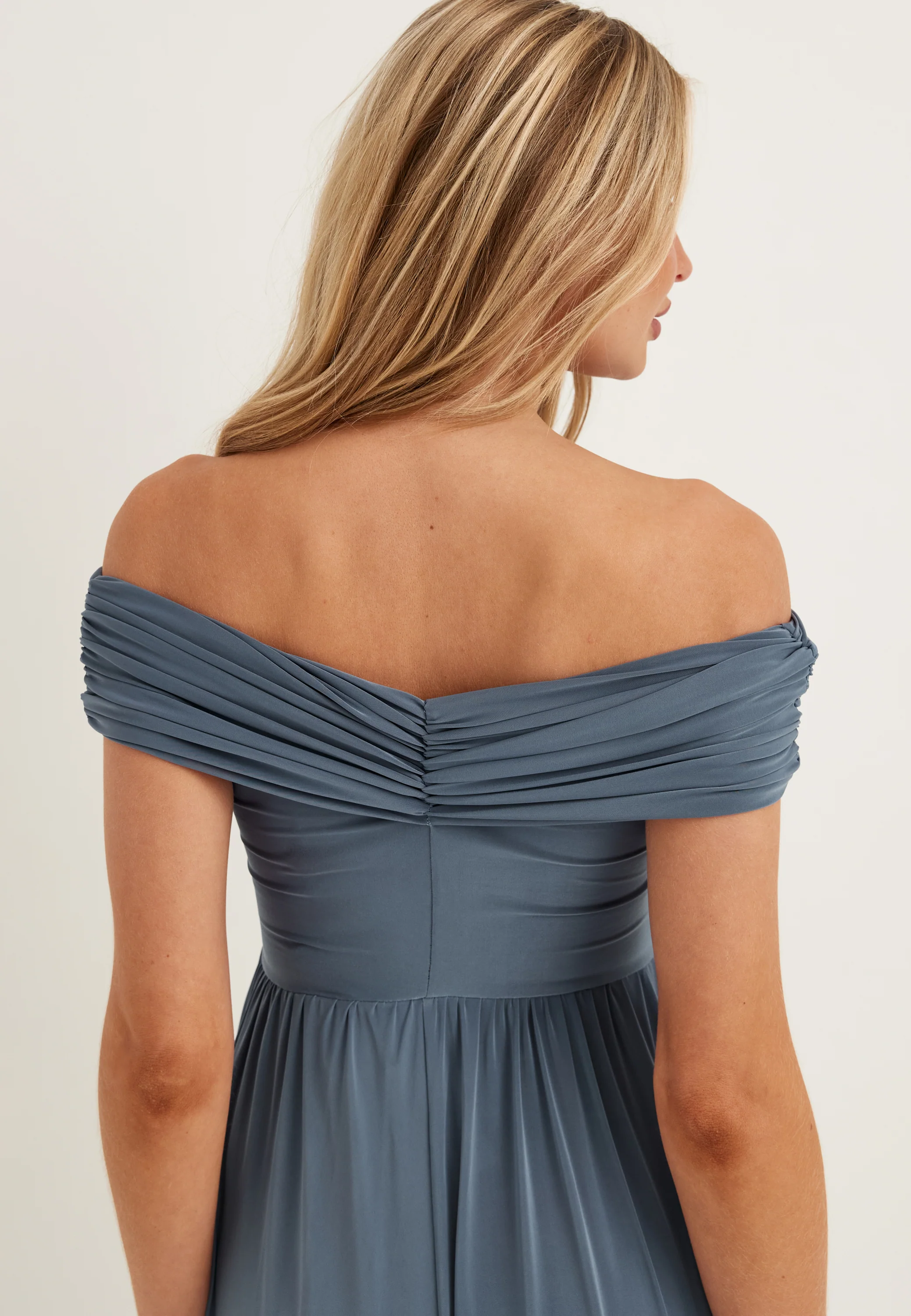 Bardot Rouched Maxi Split Dress - Image 4