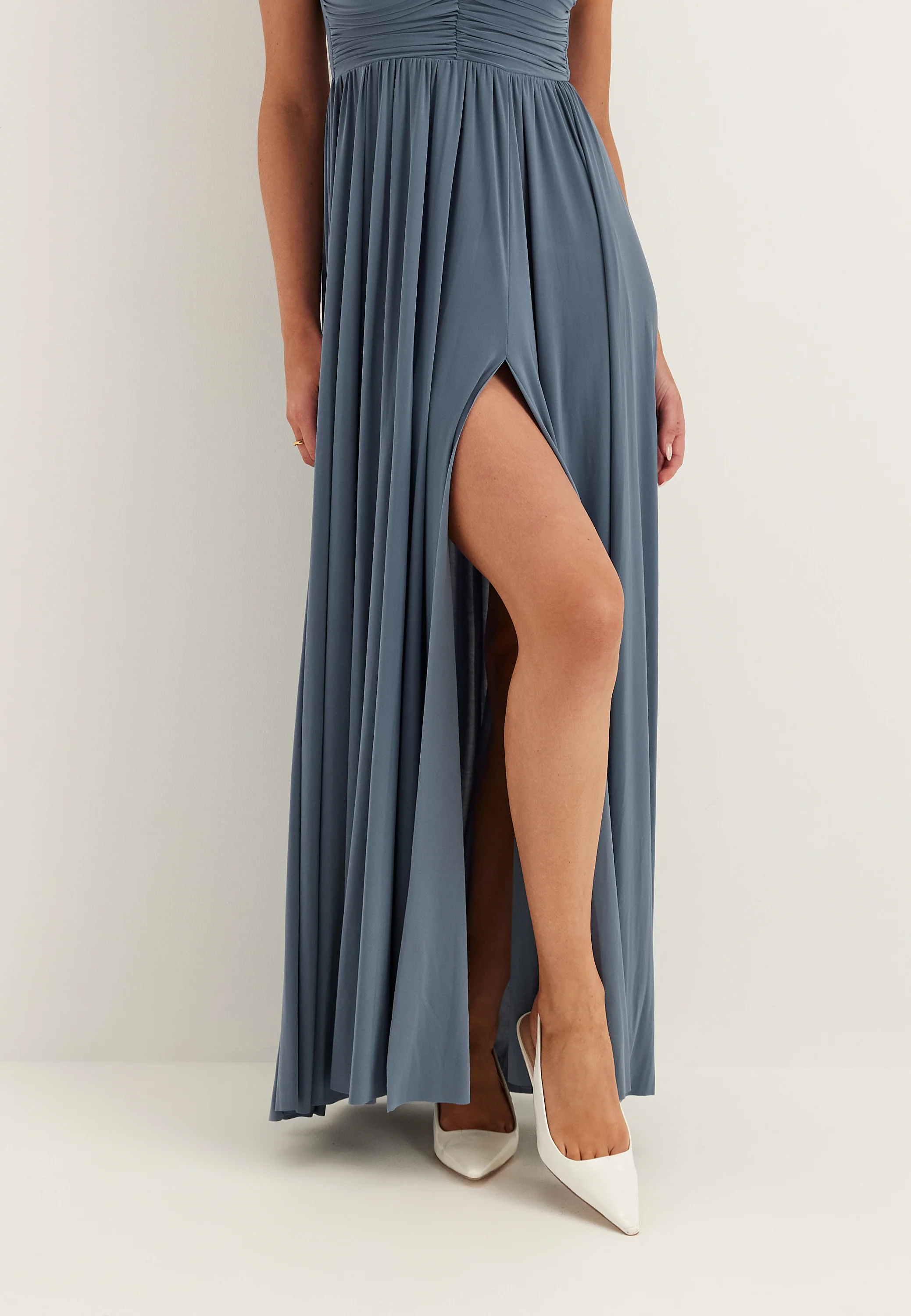 Bardot Rouched Maxi Split Dress - Image 6