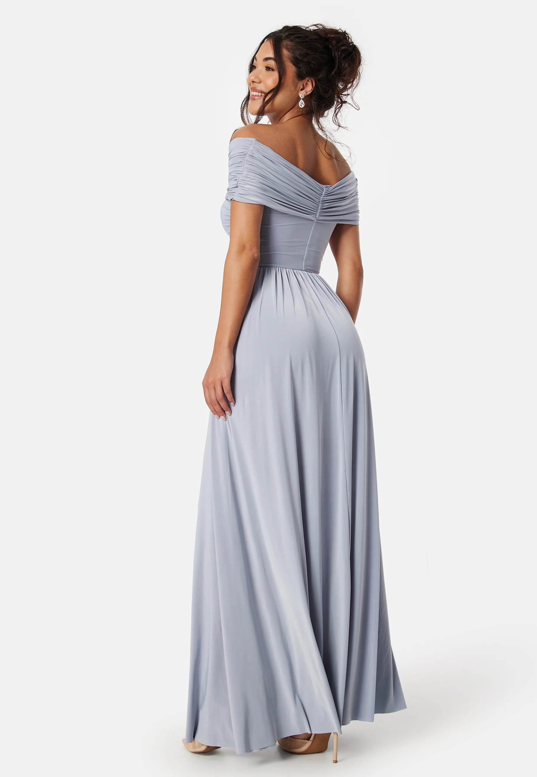 Bardot Rouched Maxi Split Dress - Image 2