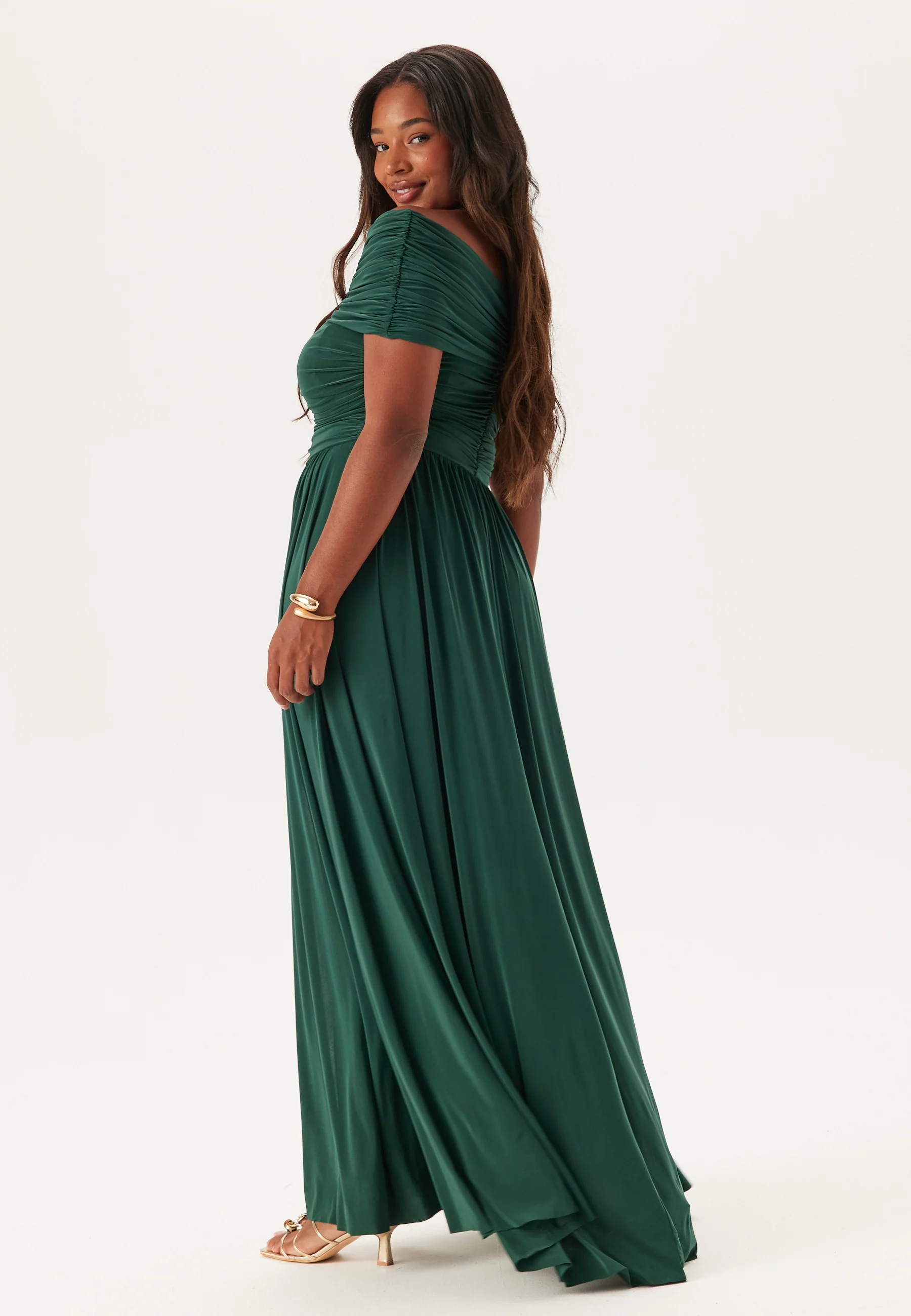 Bardot Rouched Maxi With Split - Image 2