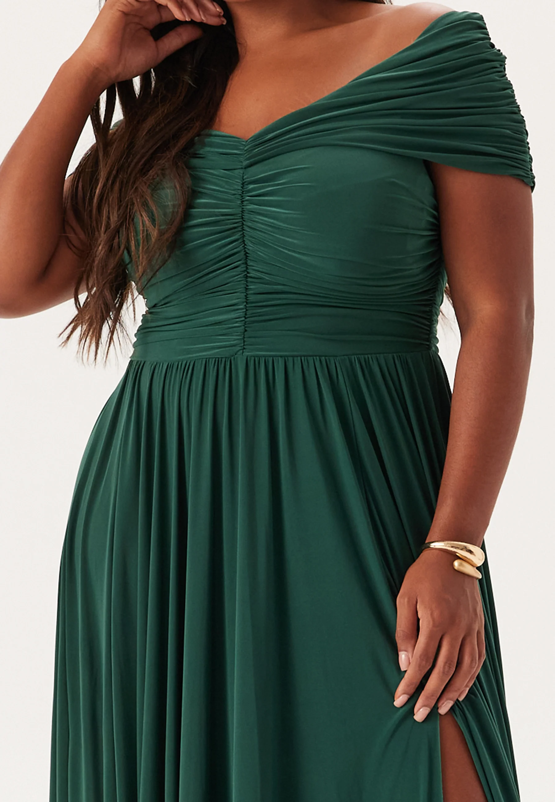 Bardot Rouched Maxi With Split - Image 3