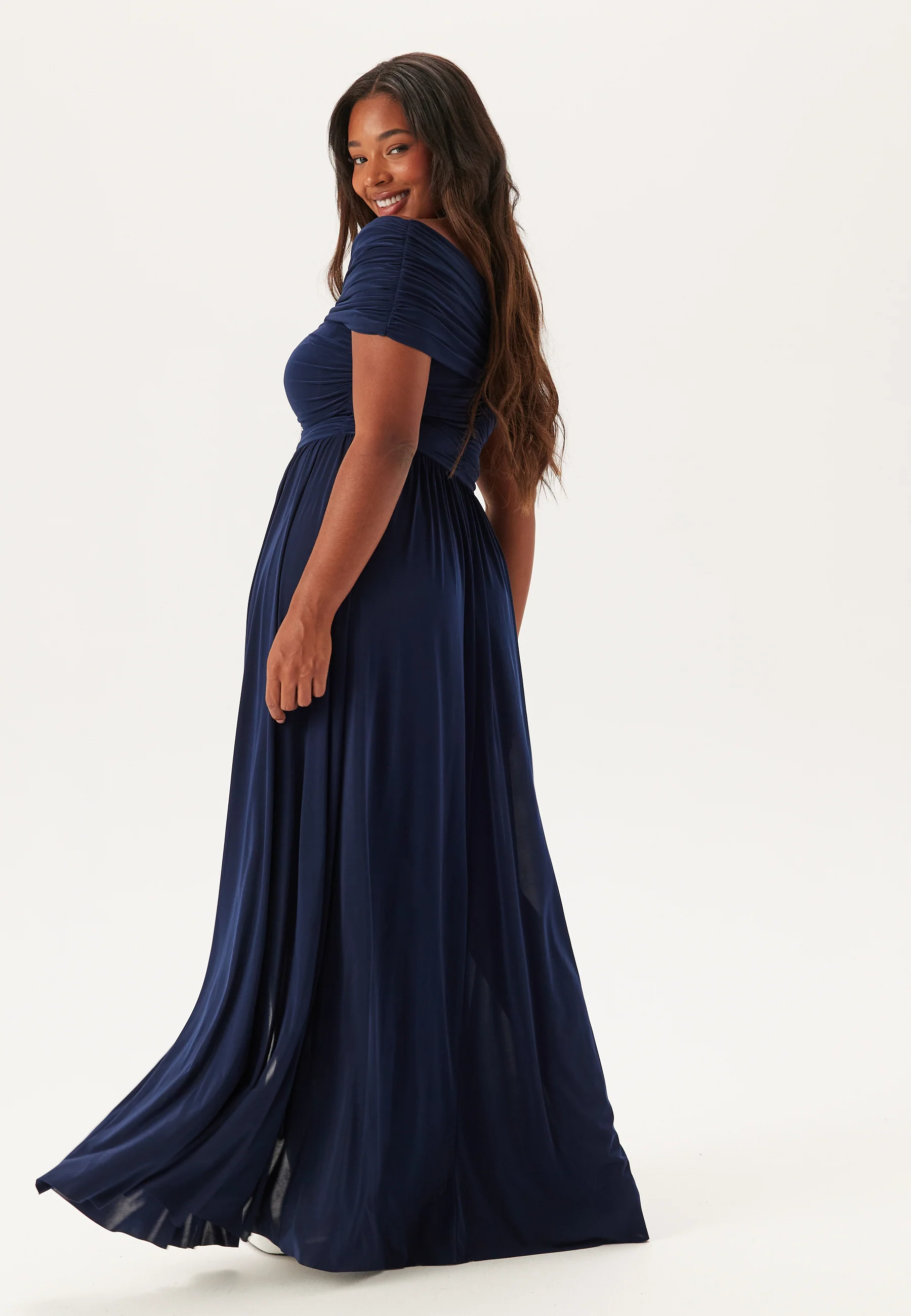 Bardot Rouched Maxi With Split - Image 2