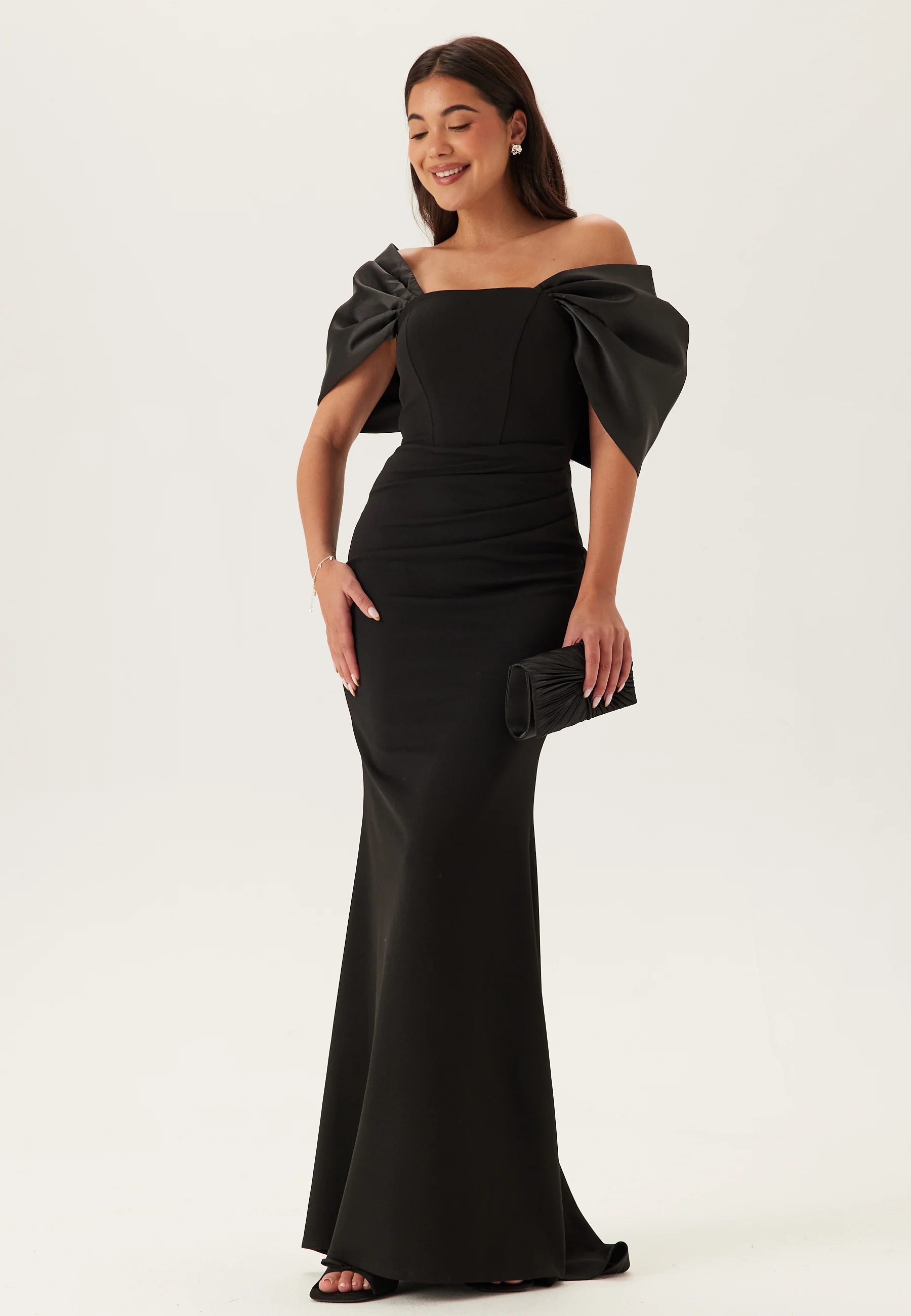 Bardot Satin Bow Back Maxi Dress - Image 2