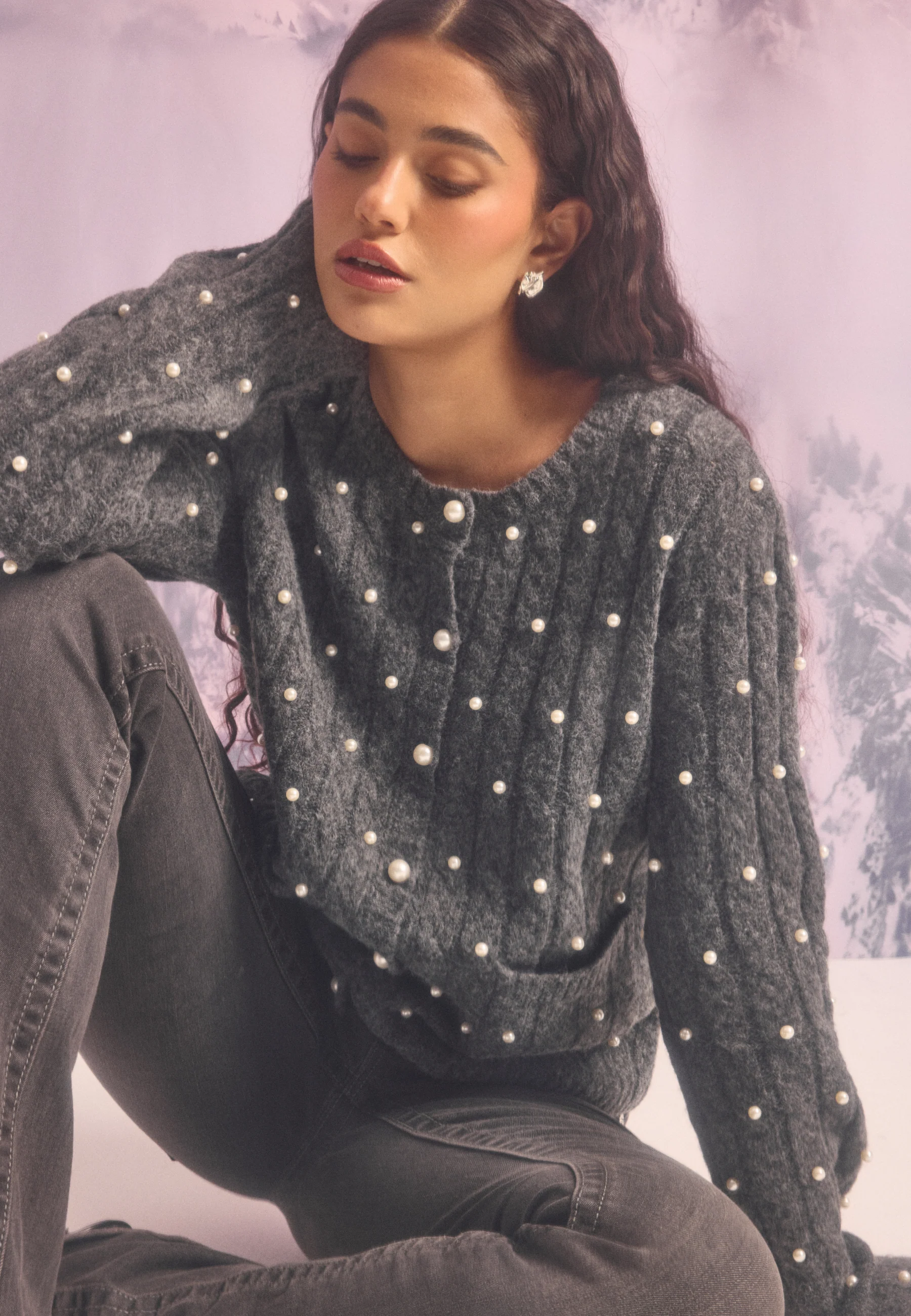 Beaded Knitted Cardigan - Image 2