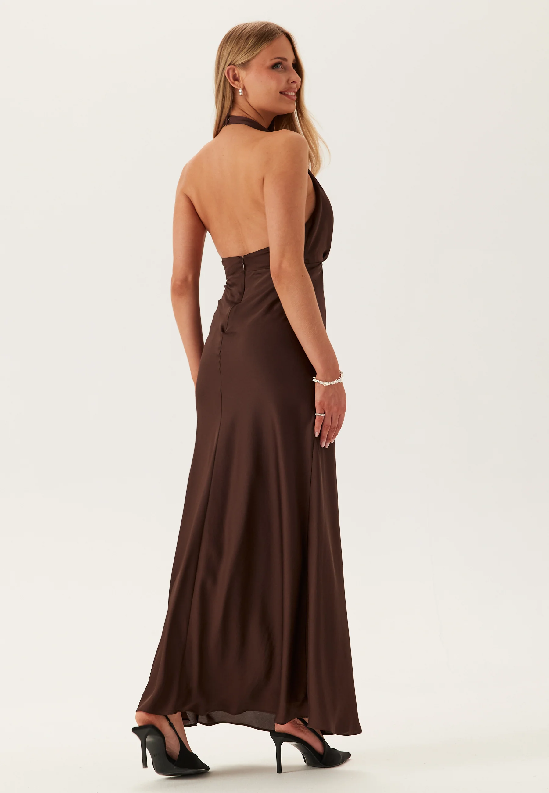 Becca Cowl Halter Satin Gown - Image 3
