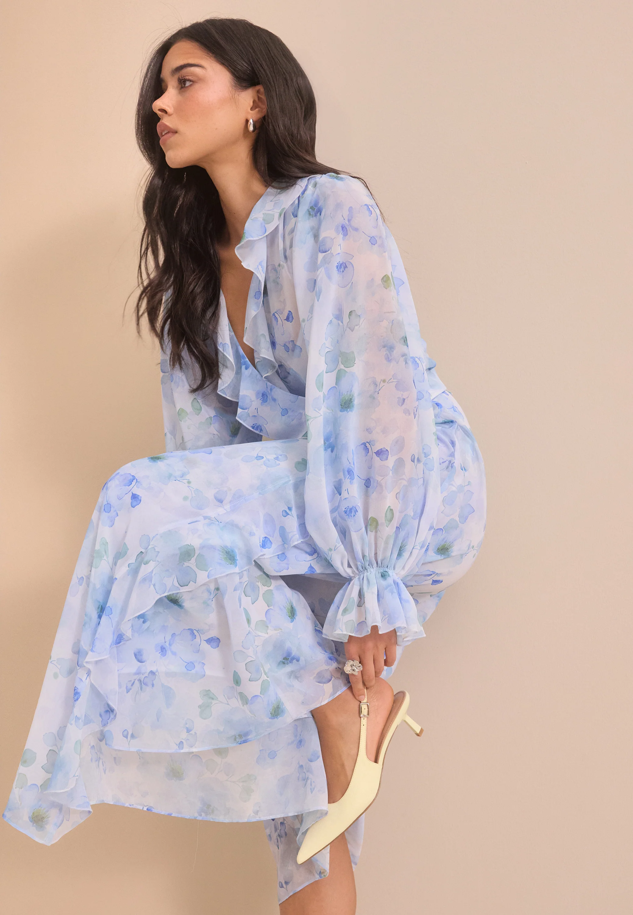 Belted Chiffon Midi Dress - Image 2