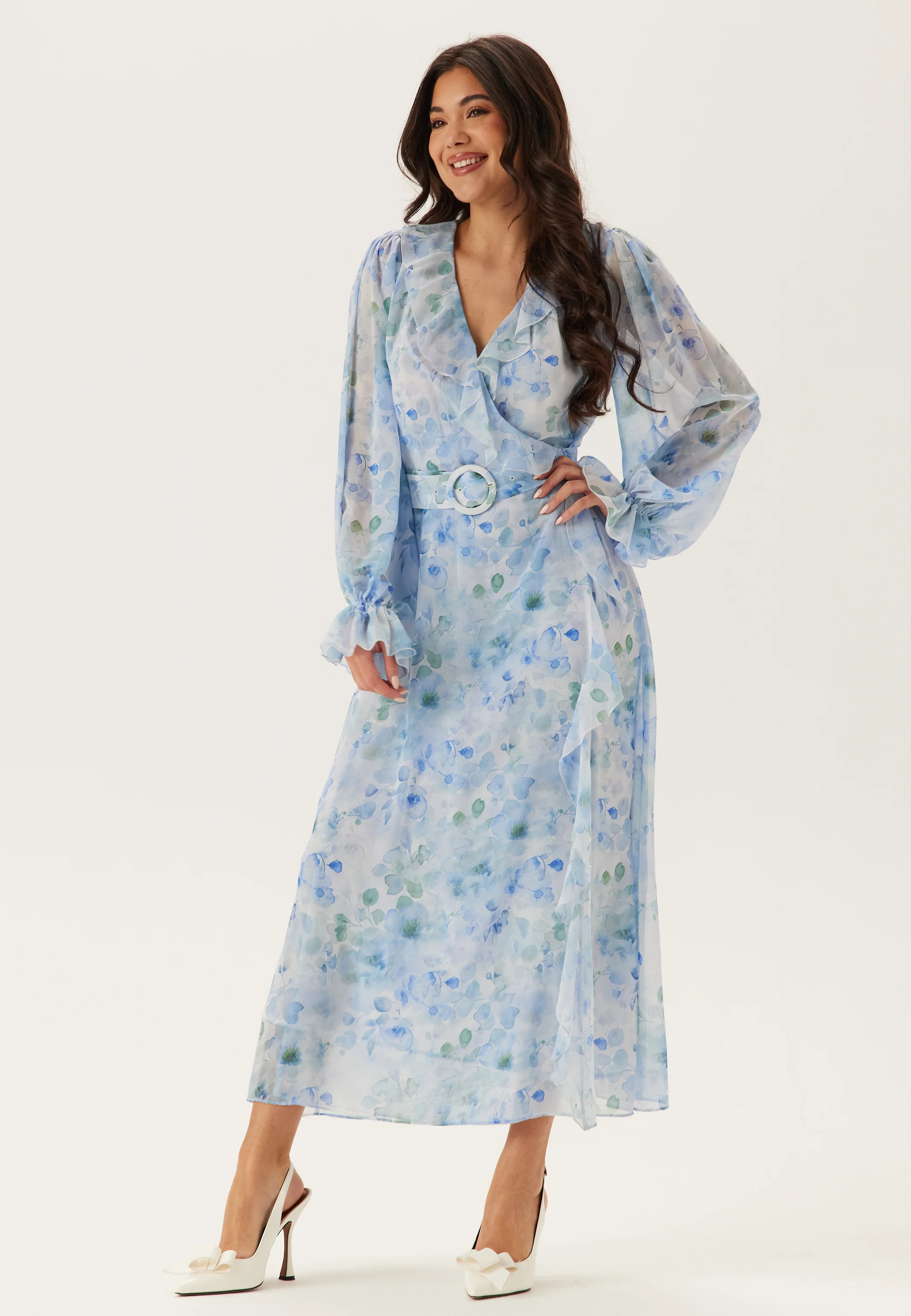 Belted Chiffon Midi Dress - Image 3