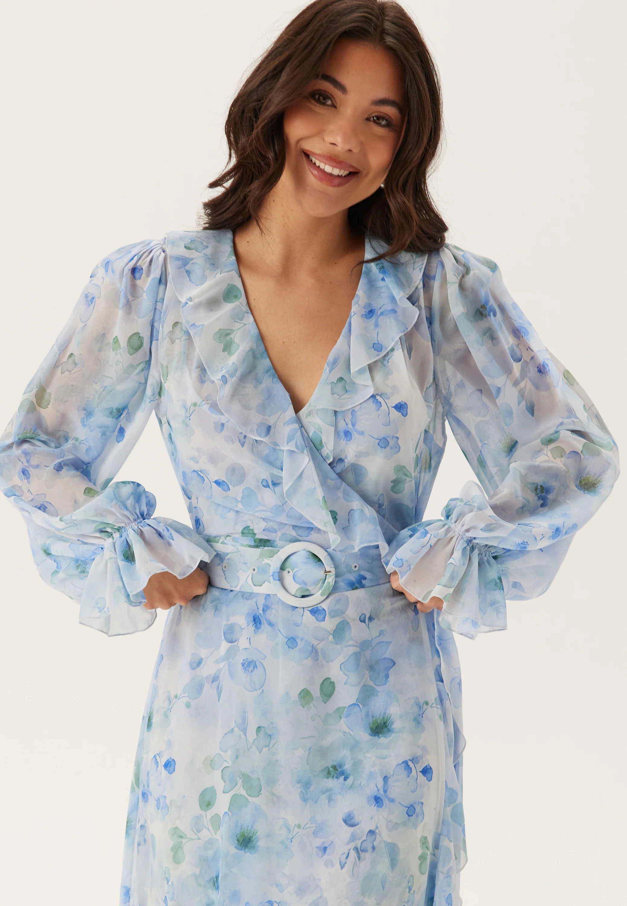 Belted Chiffon Midi Dress - Image 5