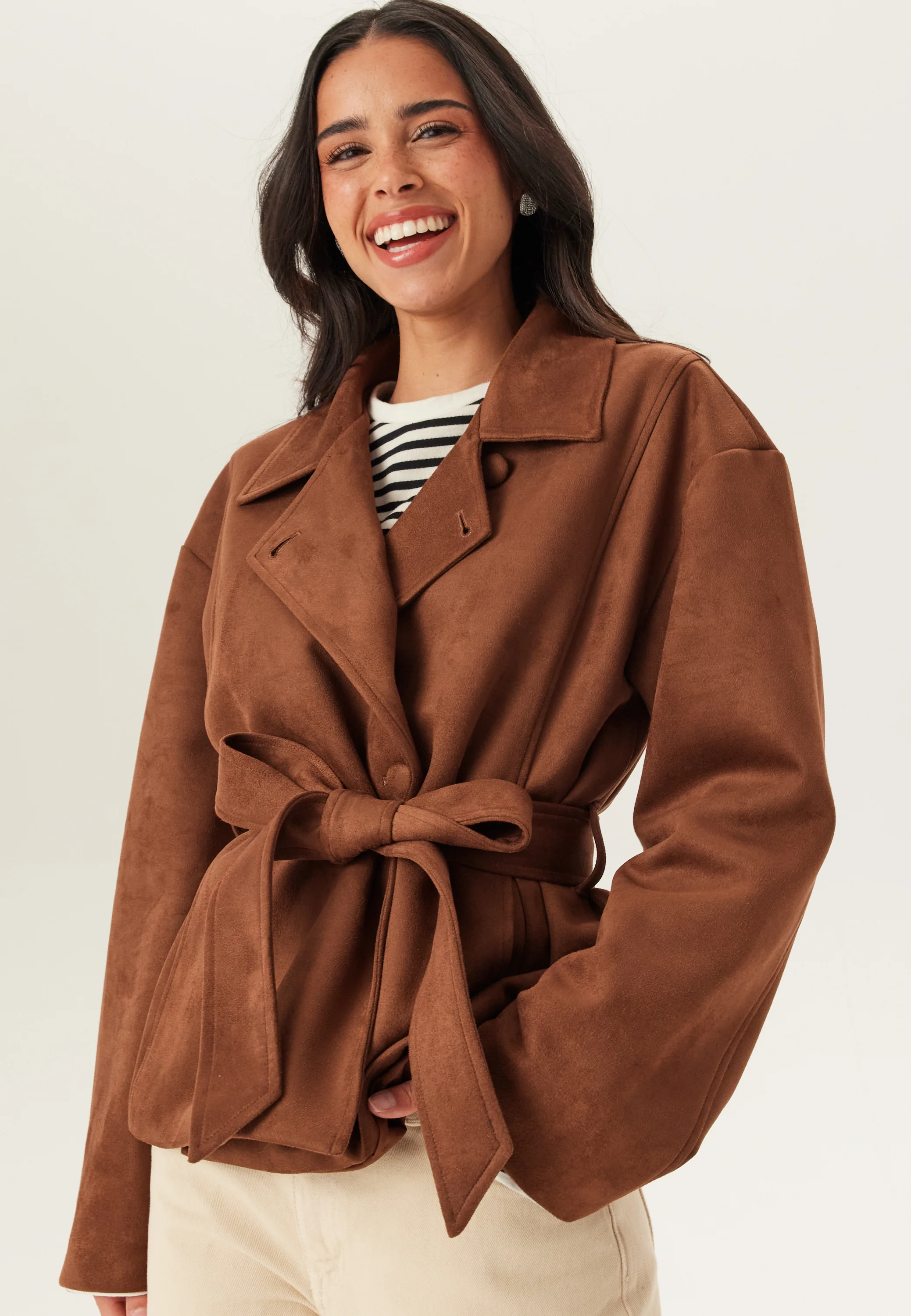 Belted Faux Suede Jacket - Image 6